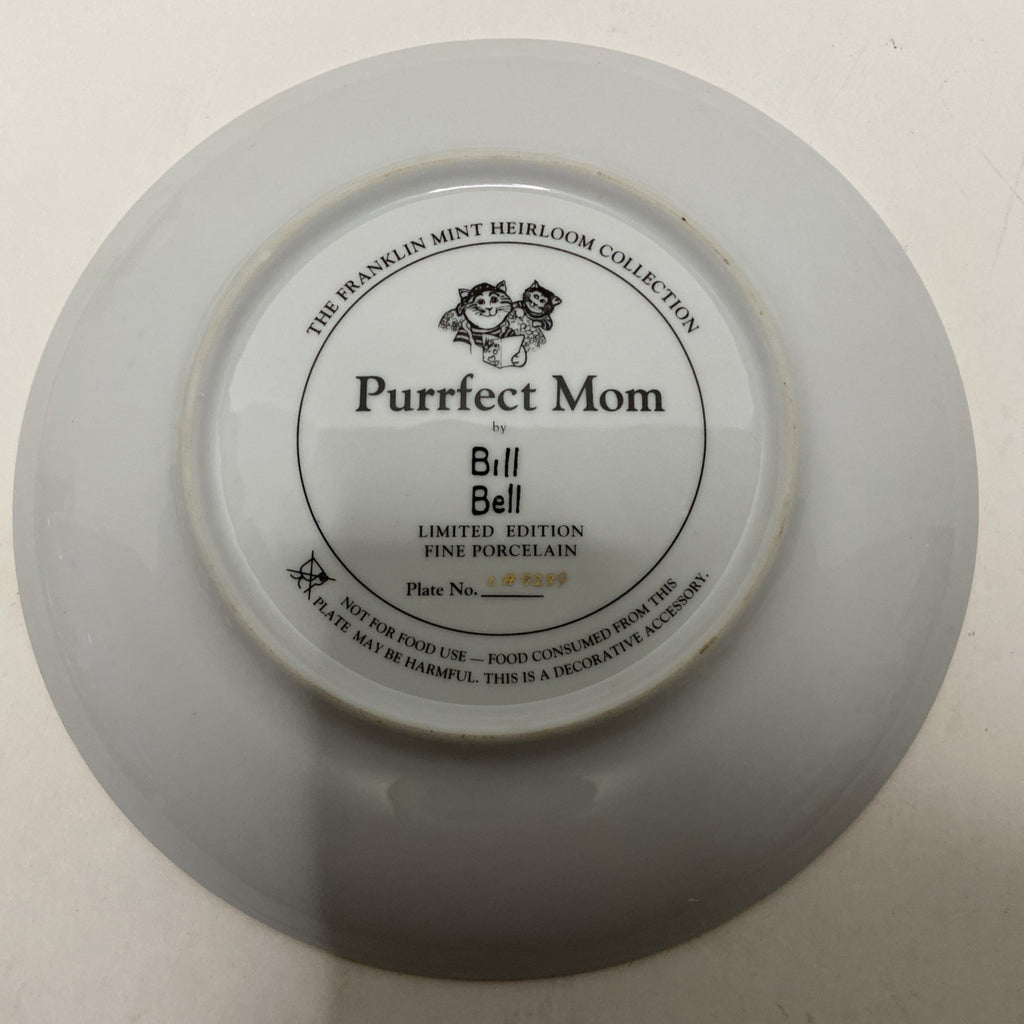 Purrfect Mom Limited Edition Porcelain Plate by Bill Bell Franklin Mint Heirloom