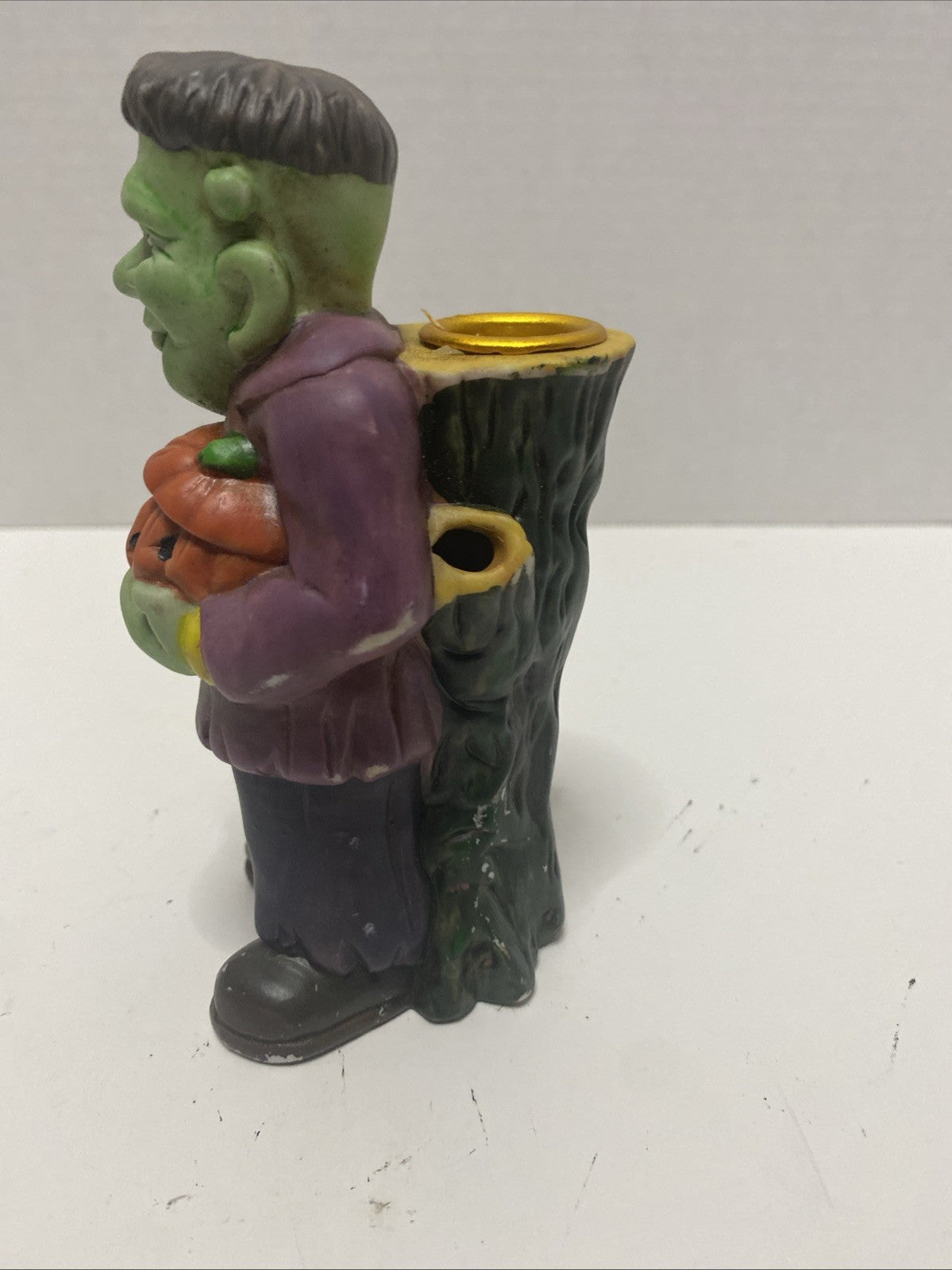 Vintage Fun World Ceramic Creature Frankenstein 6” Candle Holder No Box