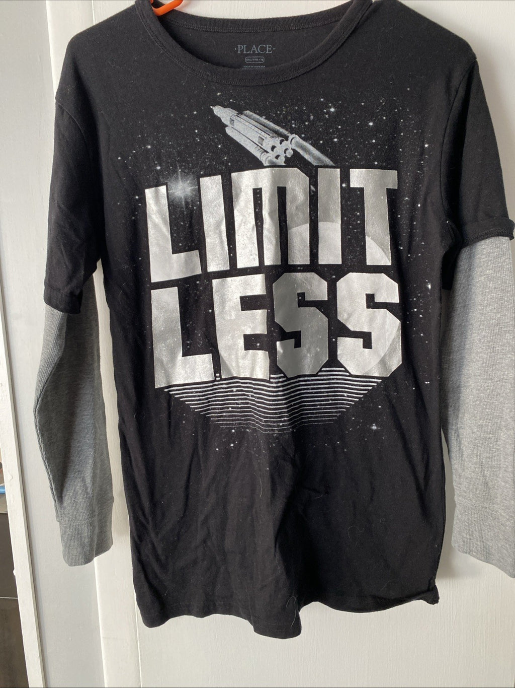 Black And Silver Thermal Tee, Teen Size 2XL