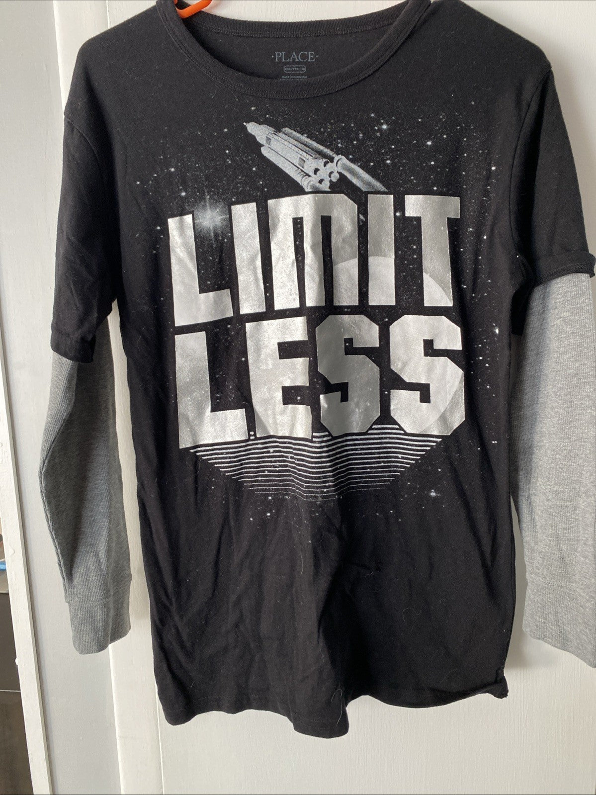 Black And Silver Thermal Tee, Teen Size 2XL
