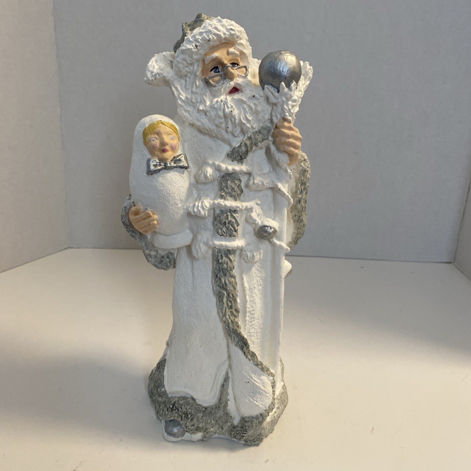 Santa Resin Figurine 12” Christmas Vintage statue with baby new year