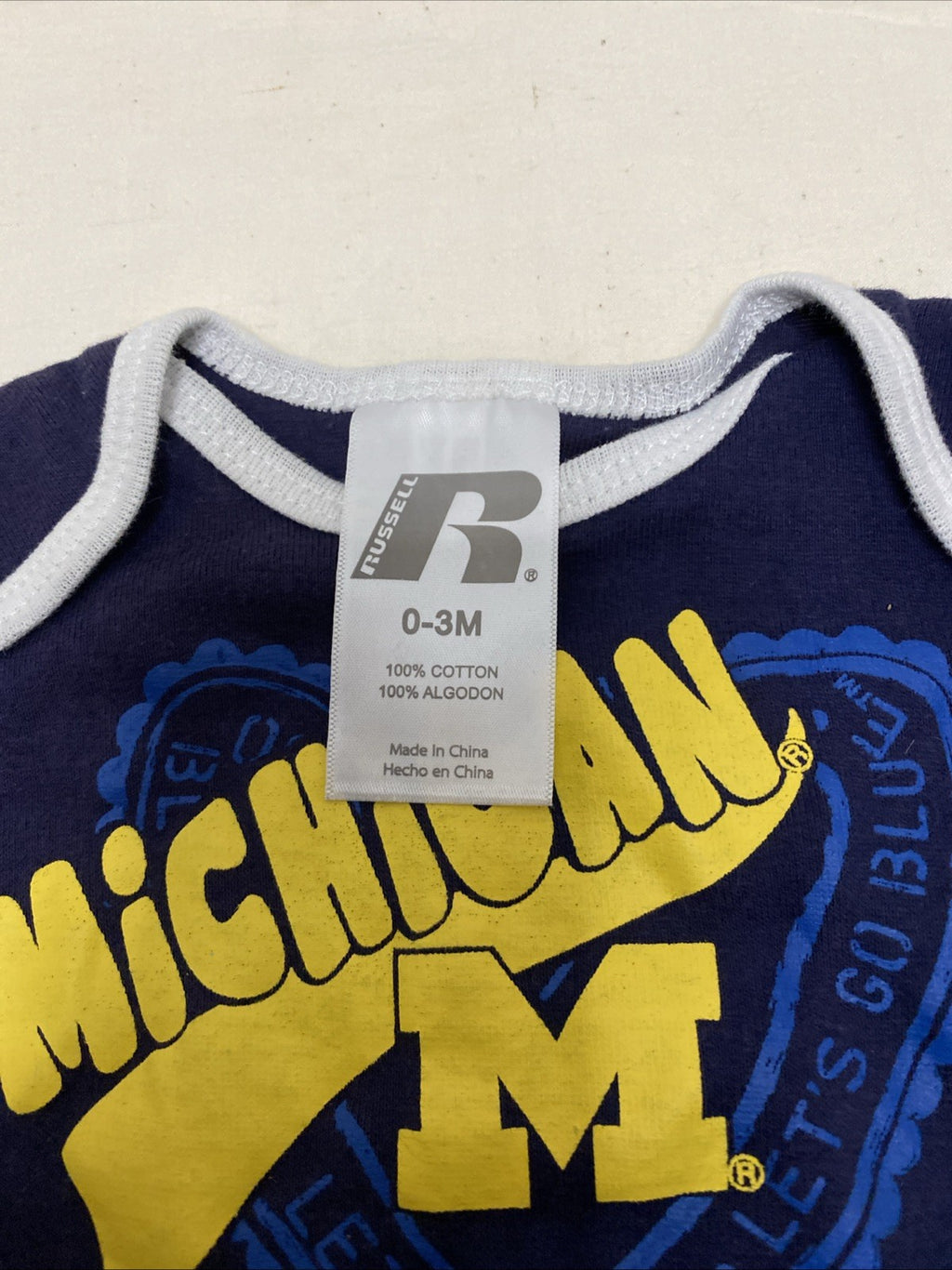Russell 1 piece outfit Michigan - Let’s Go Blue Short Sleeves 0-3 Months