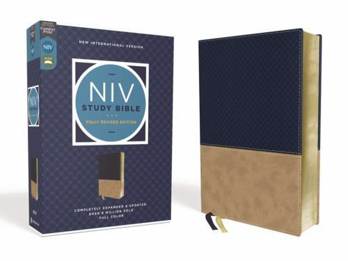 NIV Study Bible - Navy Blue / Tan Brown LeatherSoft No Box