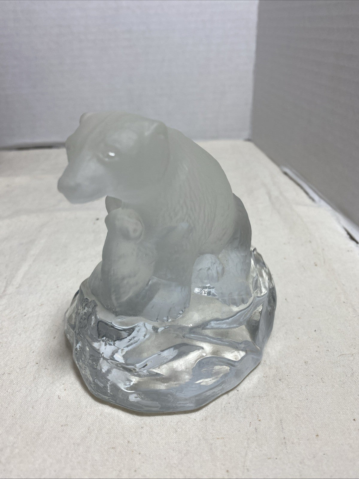 SEA Glasbruk Kosta Glass Polar Bear Figurine Vintage 1970s Made in Sweden