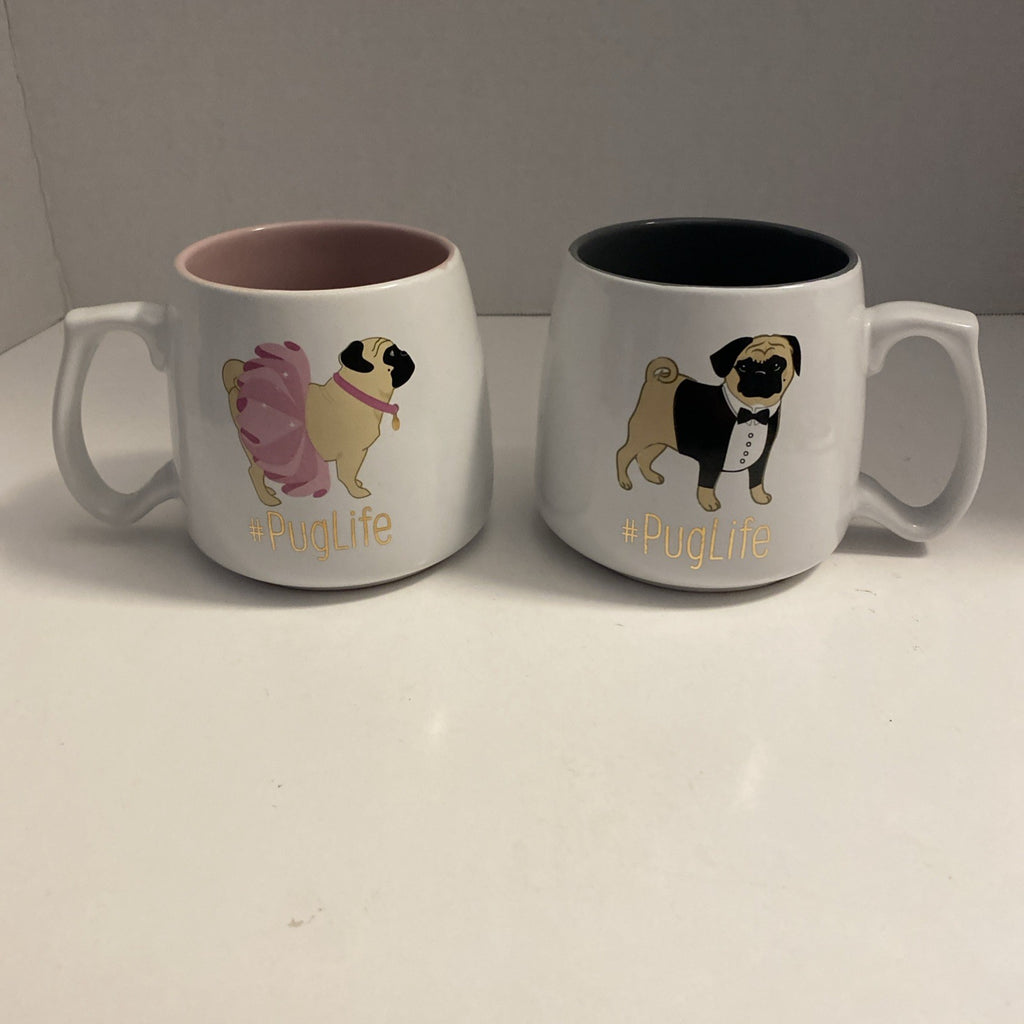 "TenStrawberry Street" #PUGLIFE Set Of 2 16oz Coffee/Tea Mugs - Female And Male