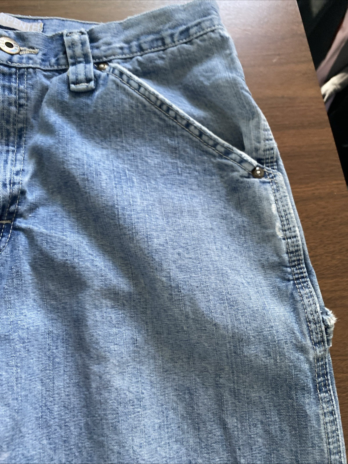 Lee Dungarees Carpenter Jeans Mens 33x32 Blue Denim Workwear Utility Distressed