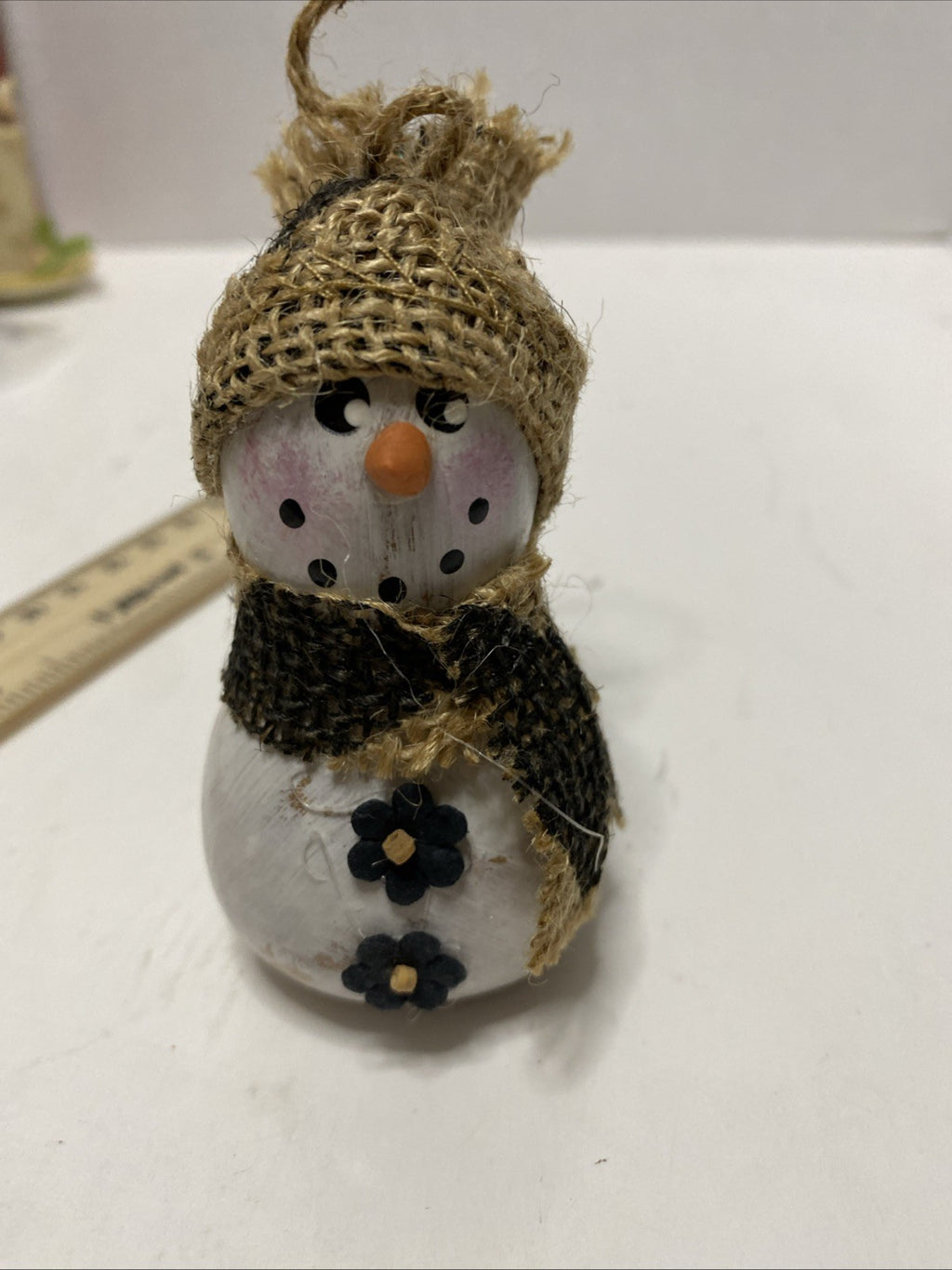 Hand Painted Gourd Snowman Ornament