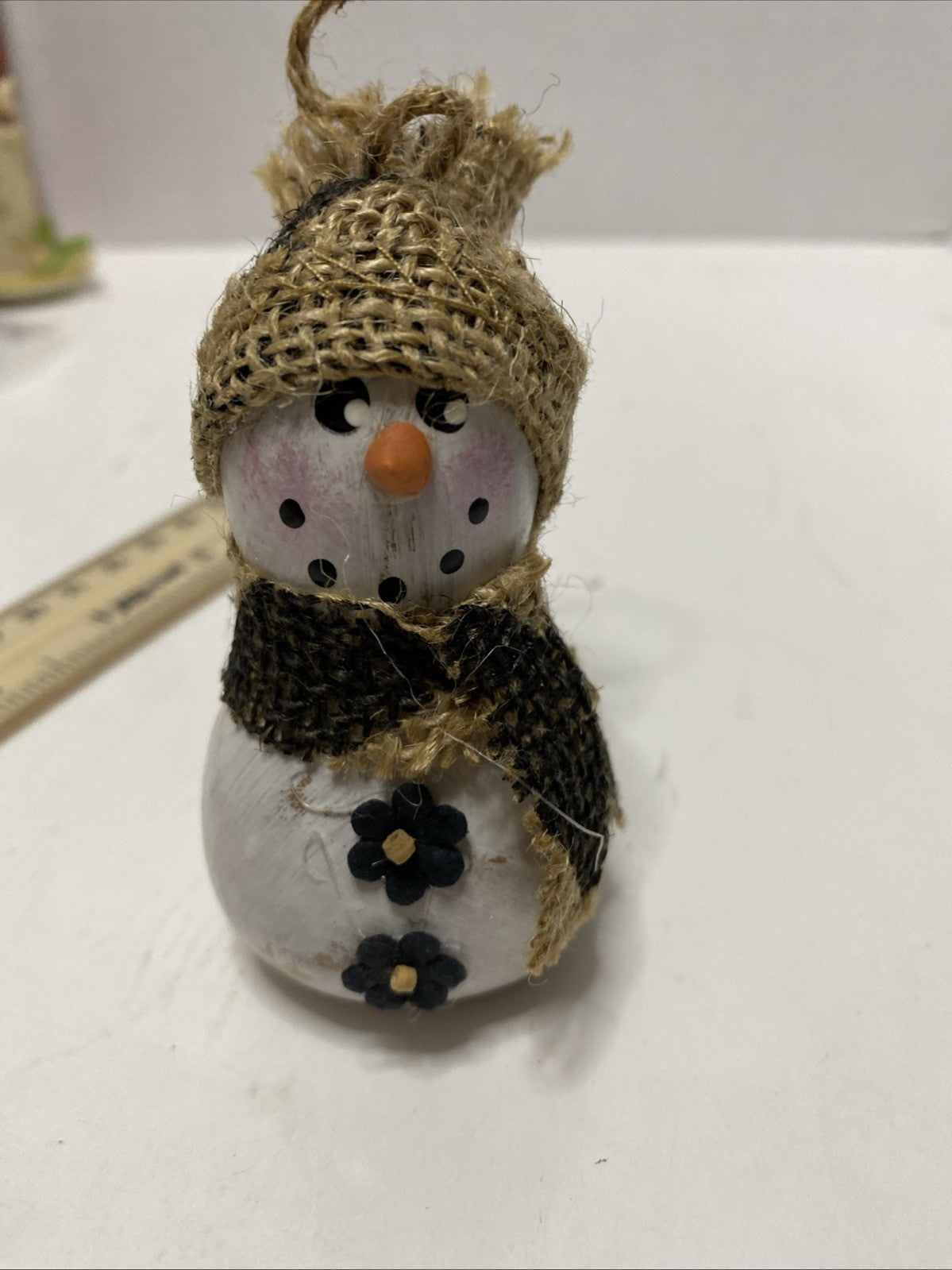 Hand Painted Gourd Snowman Ornament