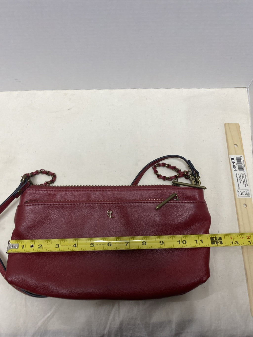 Elliott Lucca Red Leather Removable Strap Clutch/ Crossbody/ Shoulder Bag 7x11"