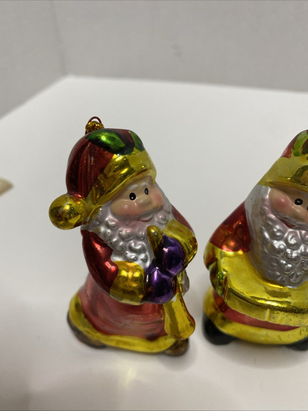 Christmas Tree Santa Claus Ornaments Playing Instruments Set Of 4 Small 3"
