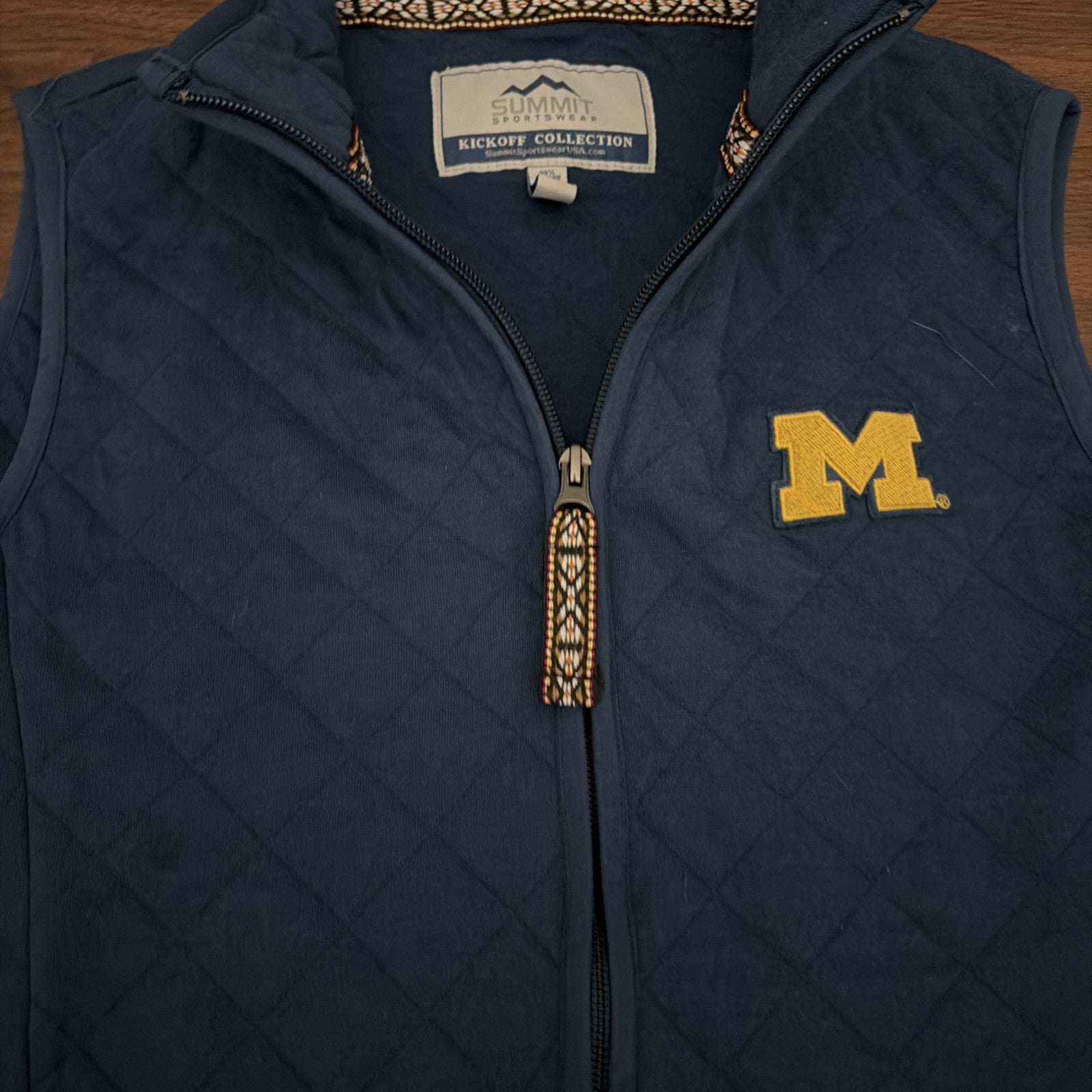 Summit Sportswear Kickoff Collection Michigan Ladies Vest Zip Up Blue