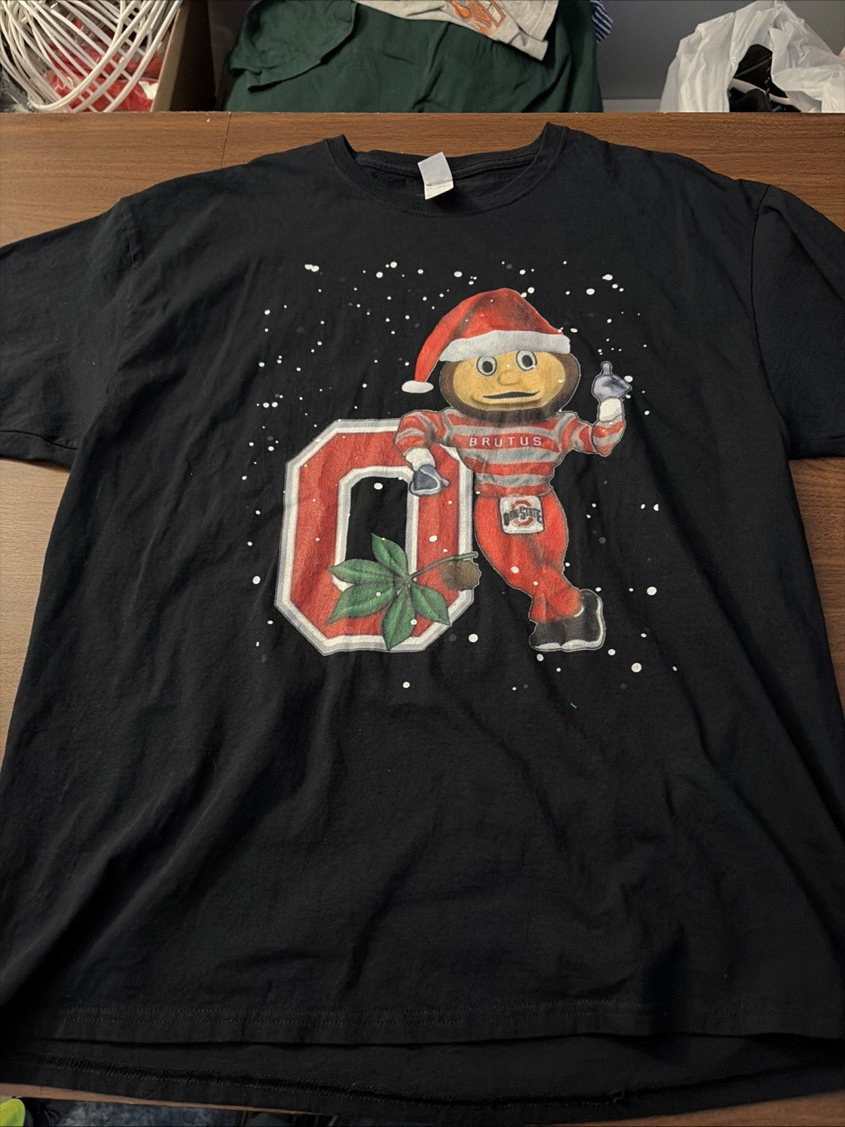 Brutus Buckeye Ohio State University Christmas T-Shirt XL Black Short Sleeve