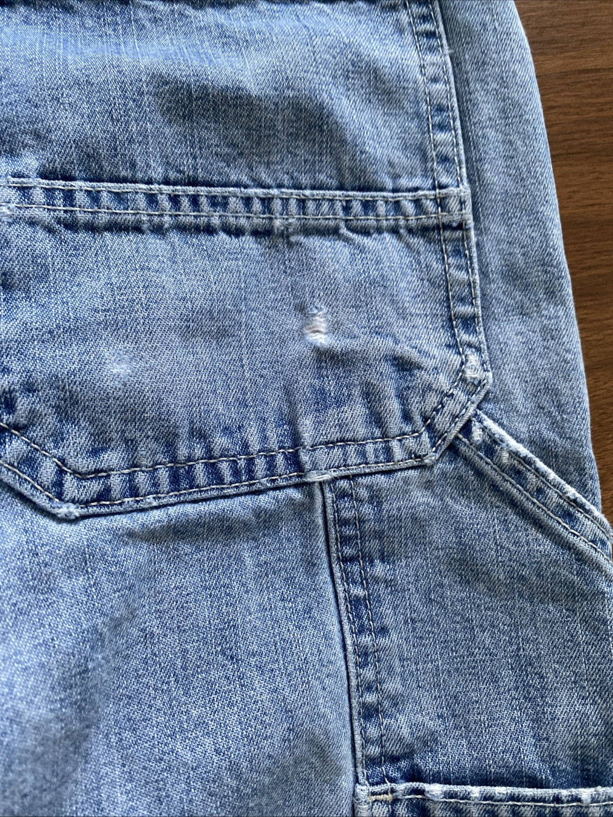 Lee Dungarees Carpenter Jeans Mens 33x32 Blue Denim Workwear Utility Distressed
