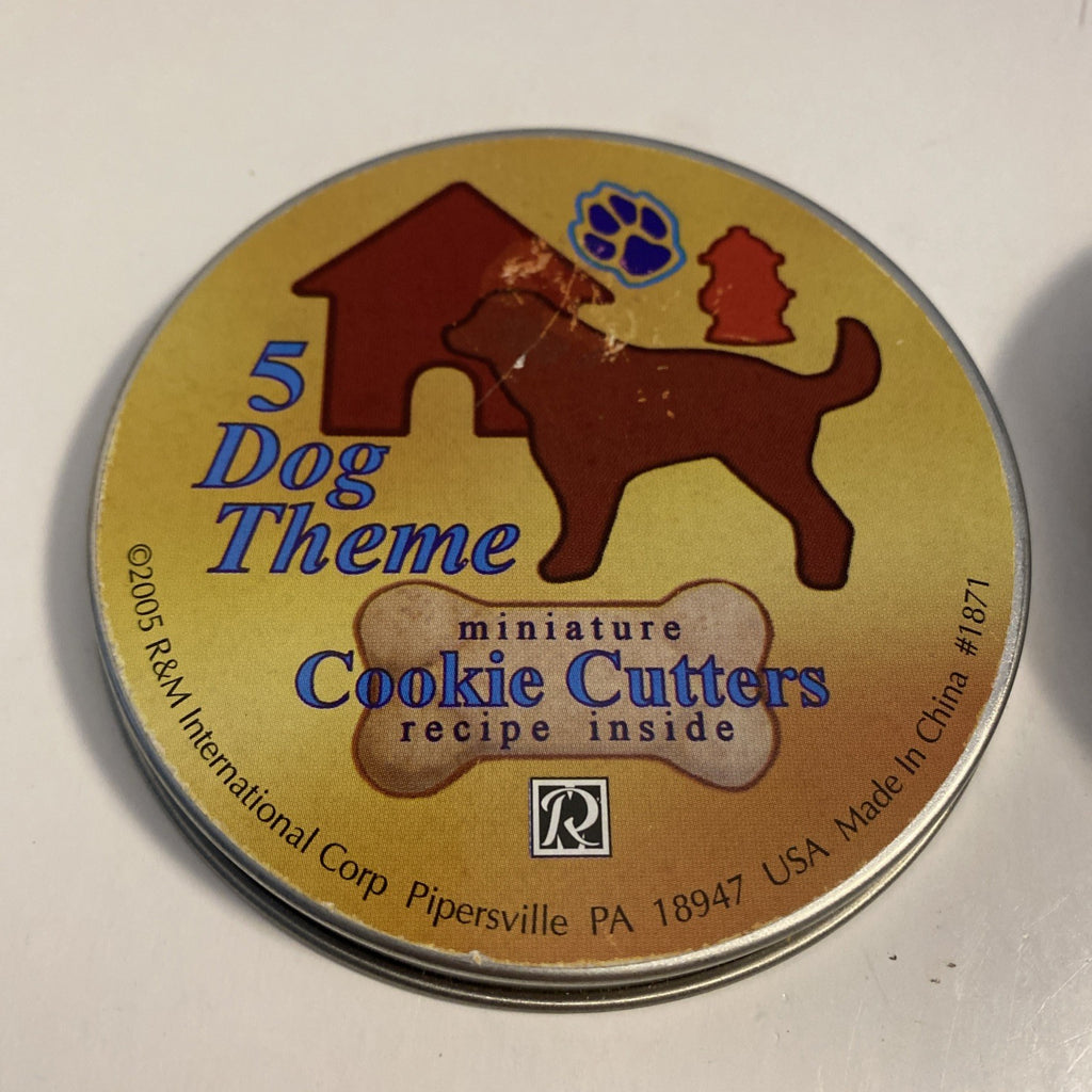 R&M International 1871 Mini Dog Cookie Cutters in Storage Tin, Paw, Dog,... 