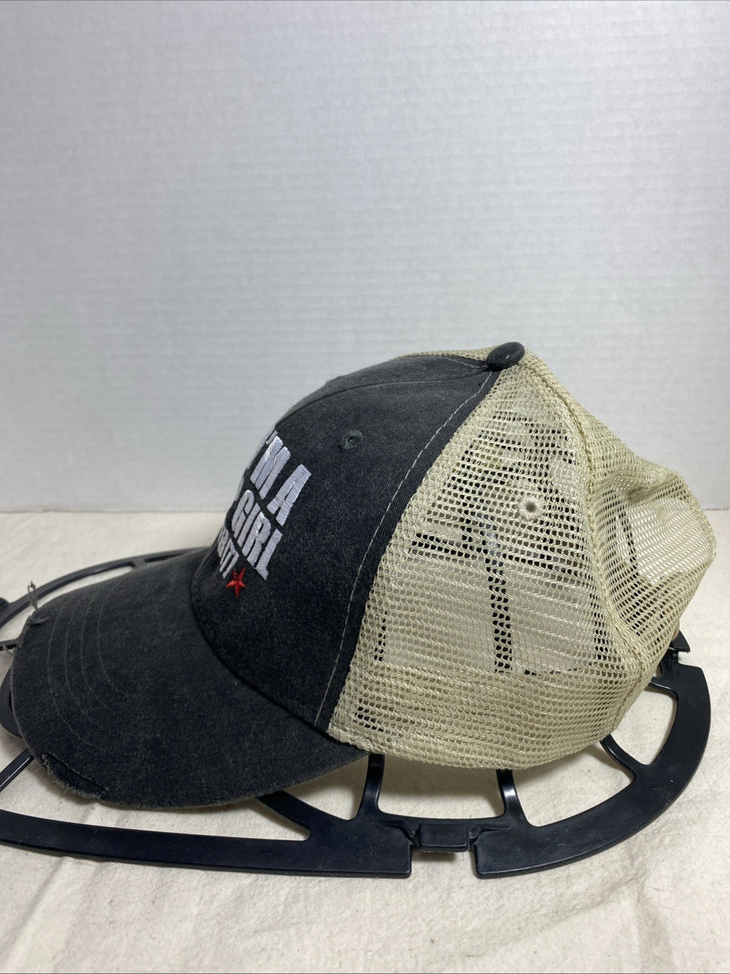 Womens  Cap “Yes I'M A Trump Girl”Cotton Distressed Trucker Hats