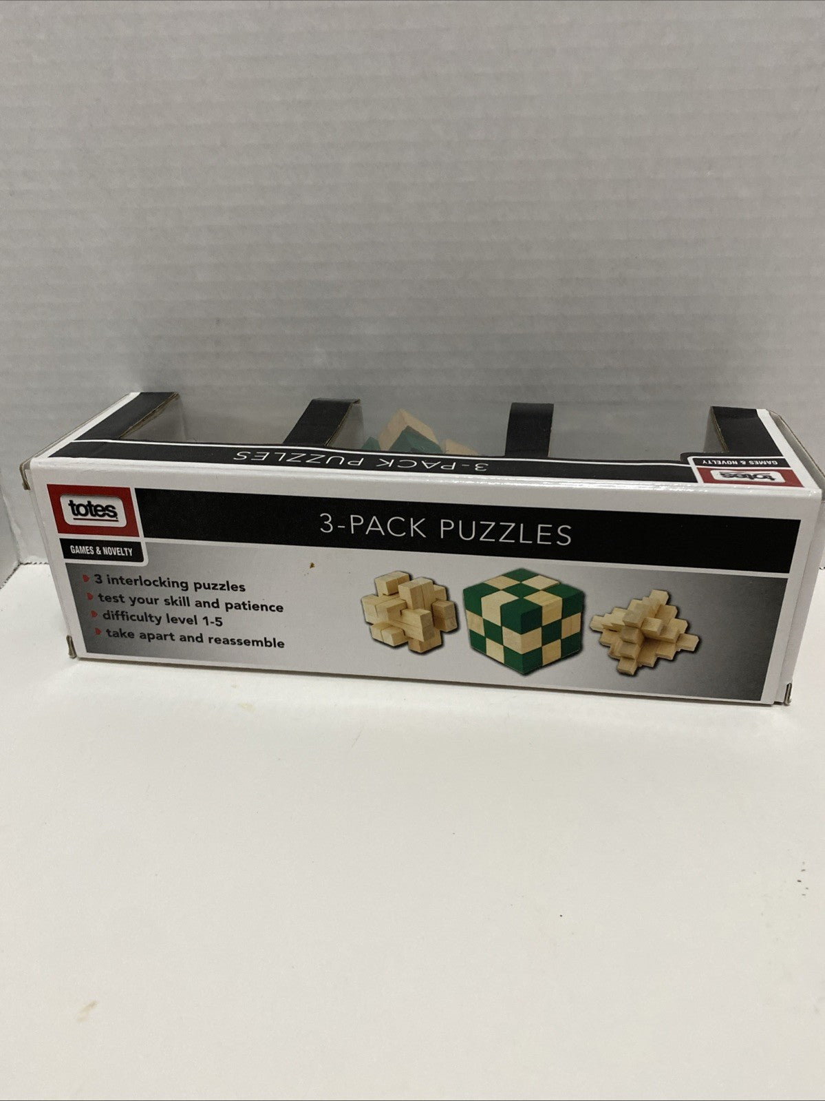 Totes 3 pack Wooden Puzzles Stimulate your Brain! New in box.  14 Years And Up. 