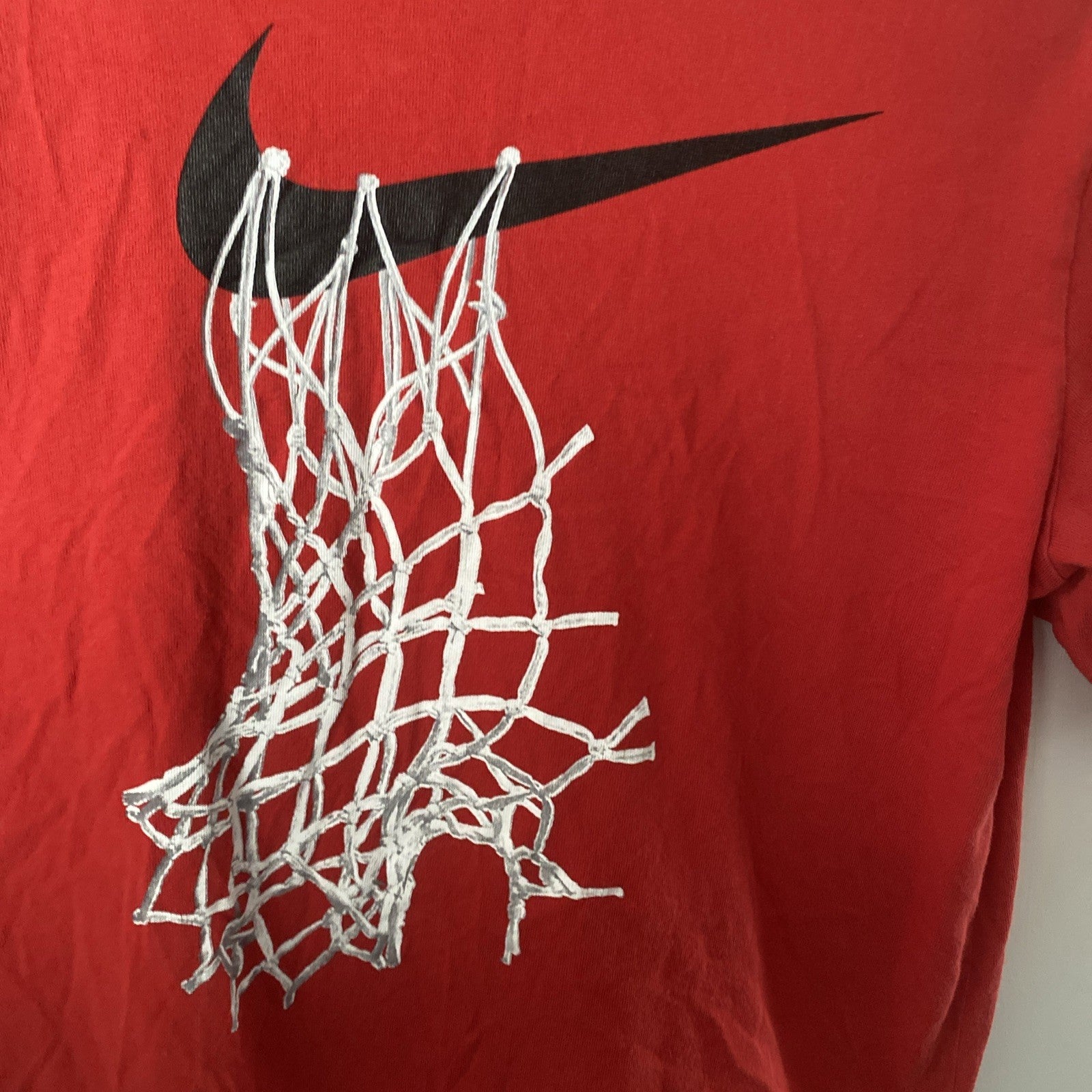 Nike The Swoosh Net Tee Basketball Dri-Fit Crew Neck Red Men Size XL