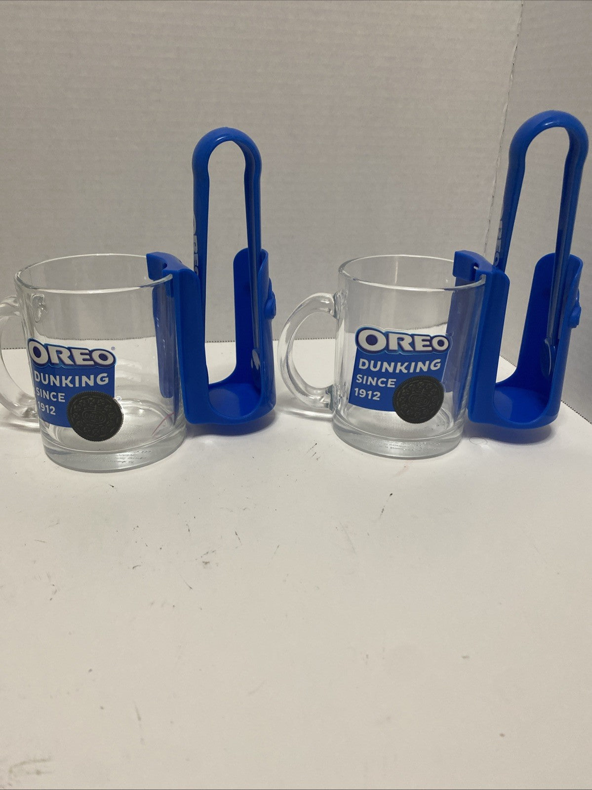 USED GOOD- Set of 2 Oreo Dunking Mug Glass Sets With Tongs