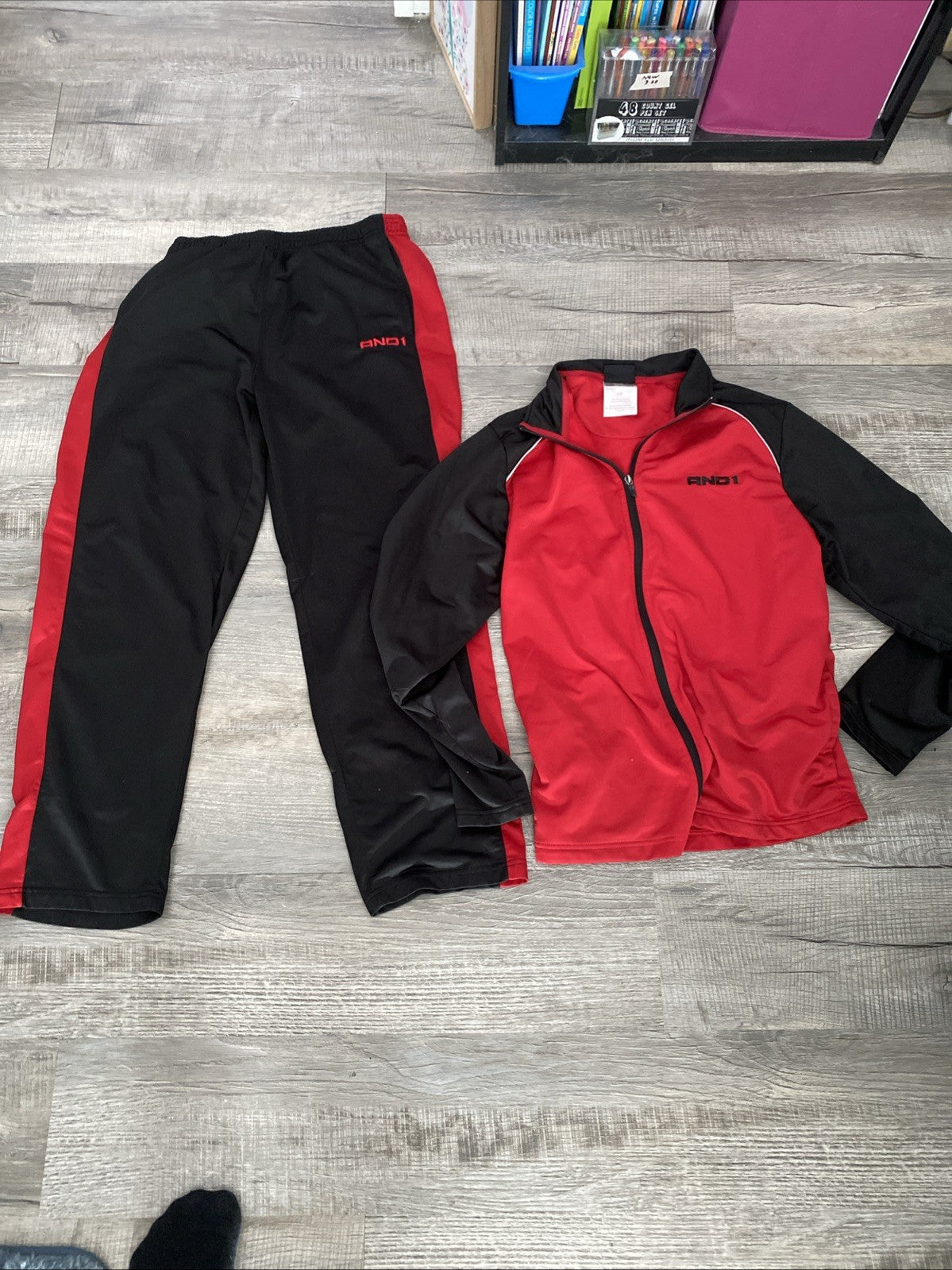 And 1  tracksuit size large longsleeve men’s black and red