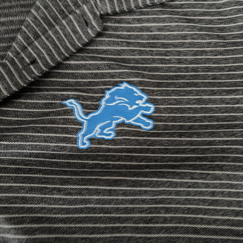 Antigua Men’s XL Detroit Lions Short Sleeve Polo Grey Gray Stripe Short