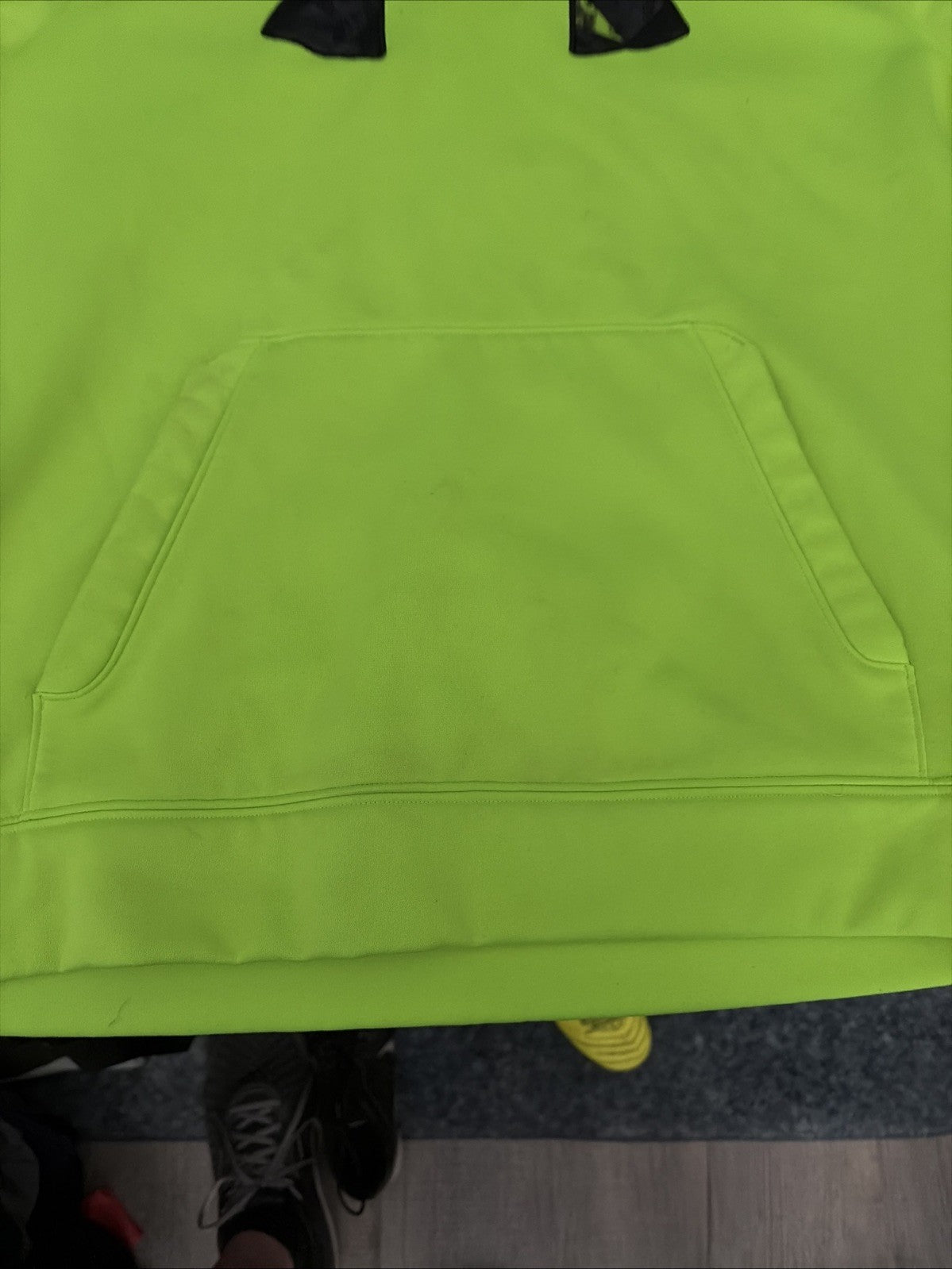 Men’s Under Armour Hoodie Hooded Pullover Green Logo Size Large Loose
