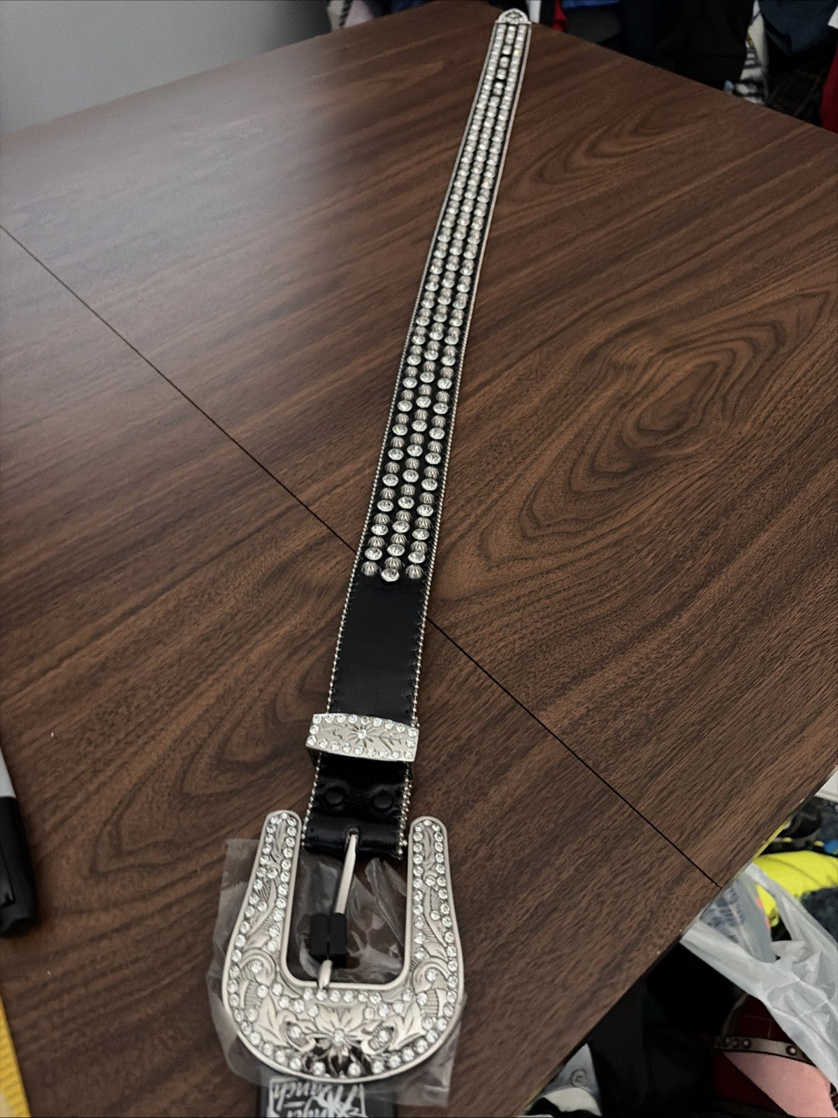 Angel Ranch Western Belt Women Crystal Studs 3 Piece Buckle