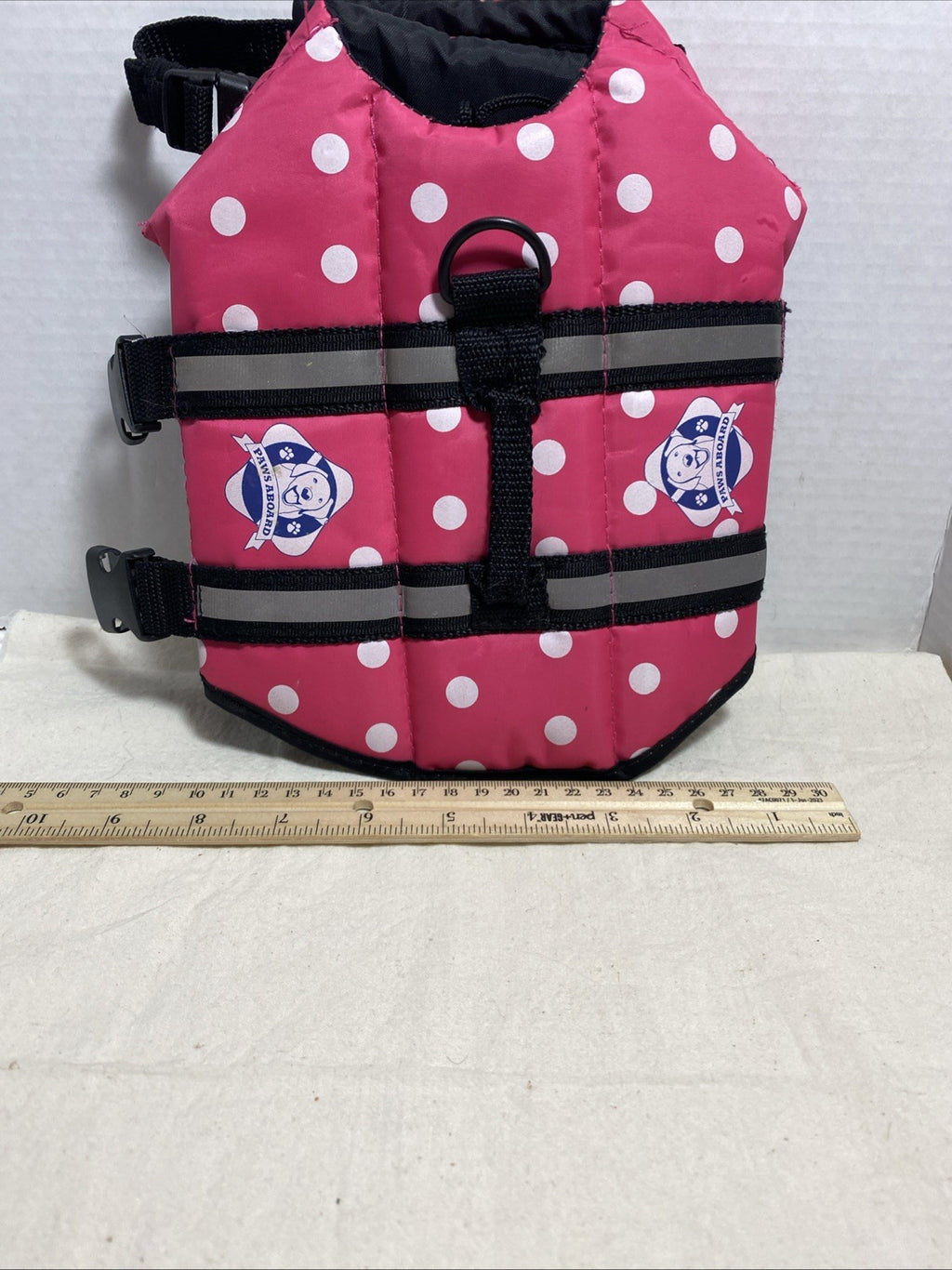 Paws Aboard Life Vest Dog Small Size Pink Polka Dots