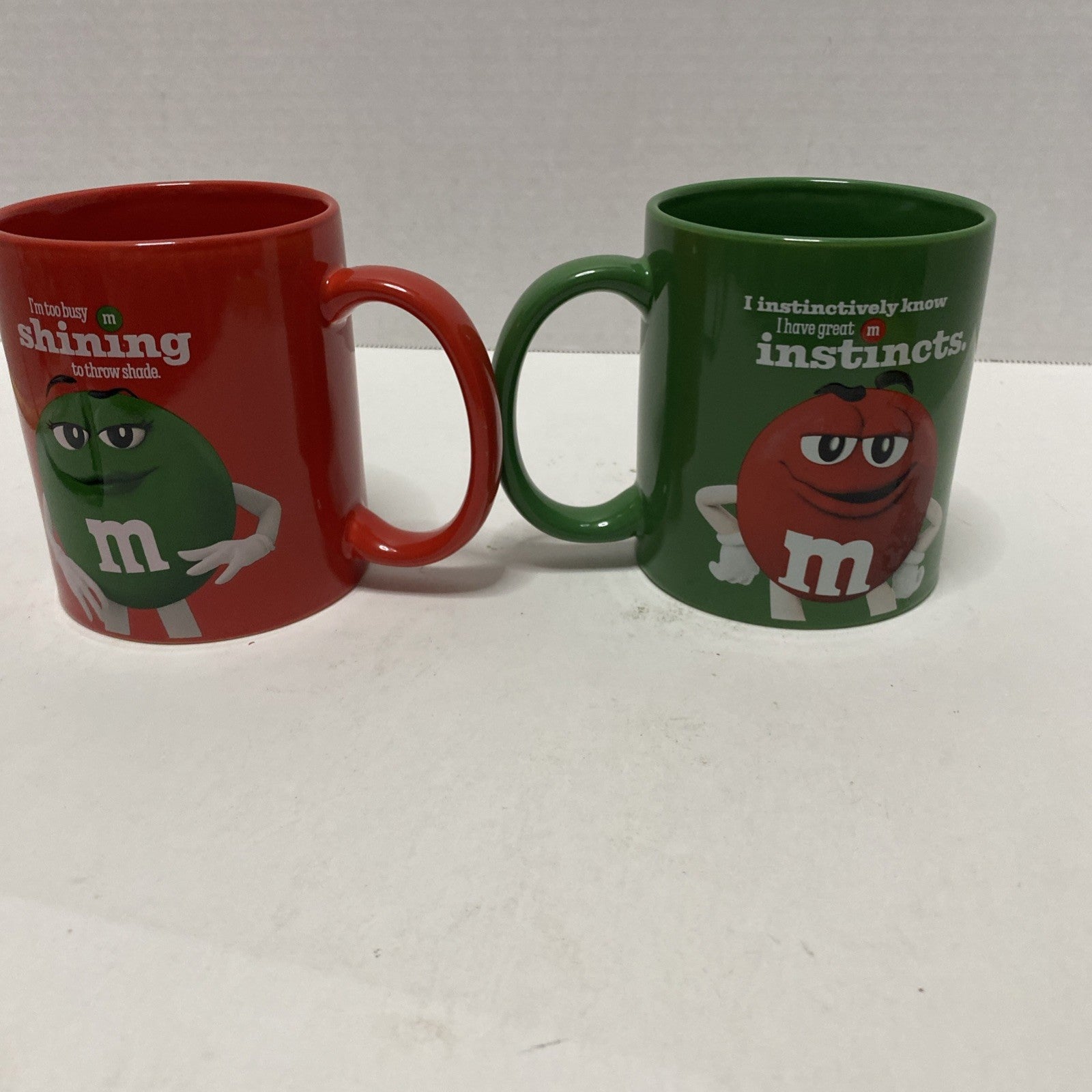 Set of 2 Collectible M&M Candy Ceramic Coffee Cups/Mugs