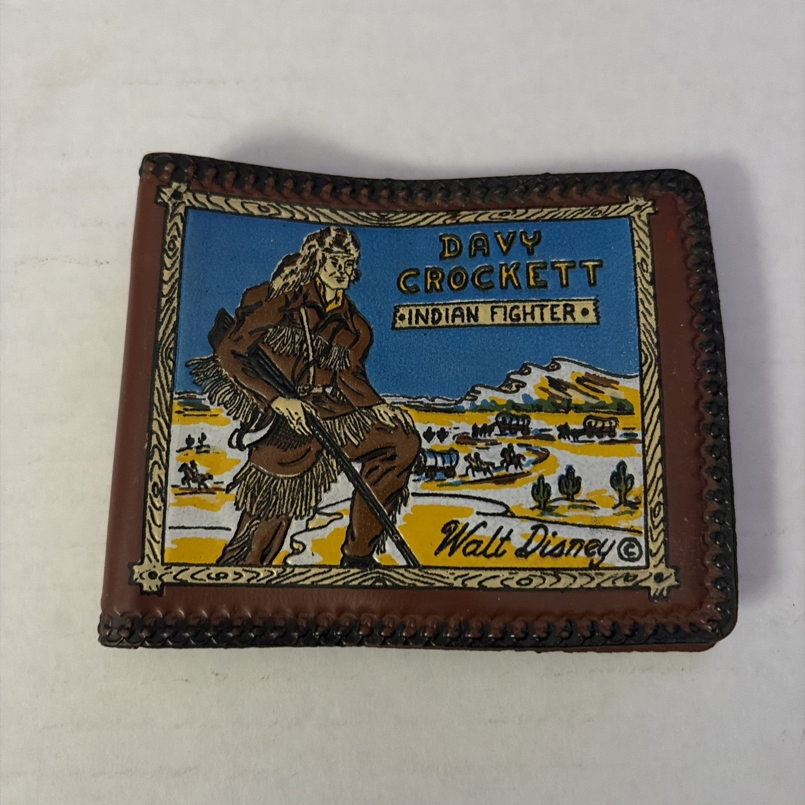 Vintage Walt Disney Davy Crockett Vinyl Wallet Indian Fighter w/ Compartments