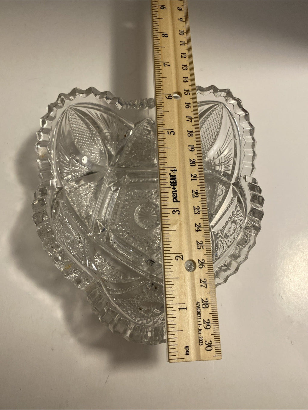  American Brilliant Imperial  Pattern 212 Star Heart Shaped Crystal Candy Dish 