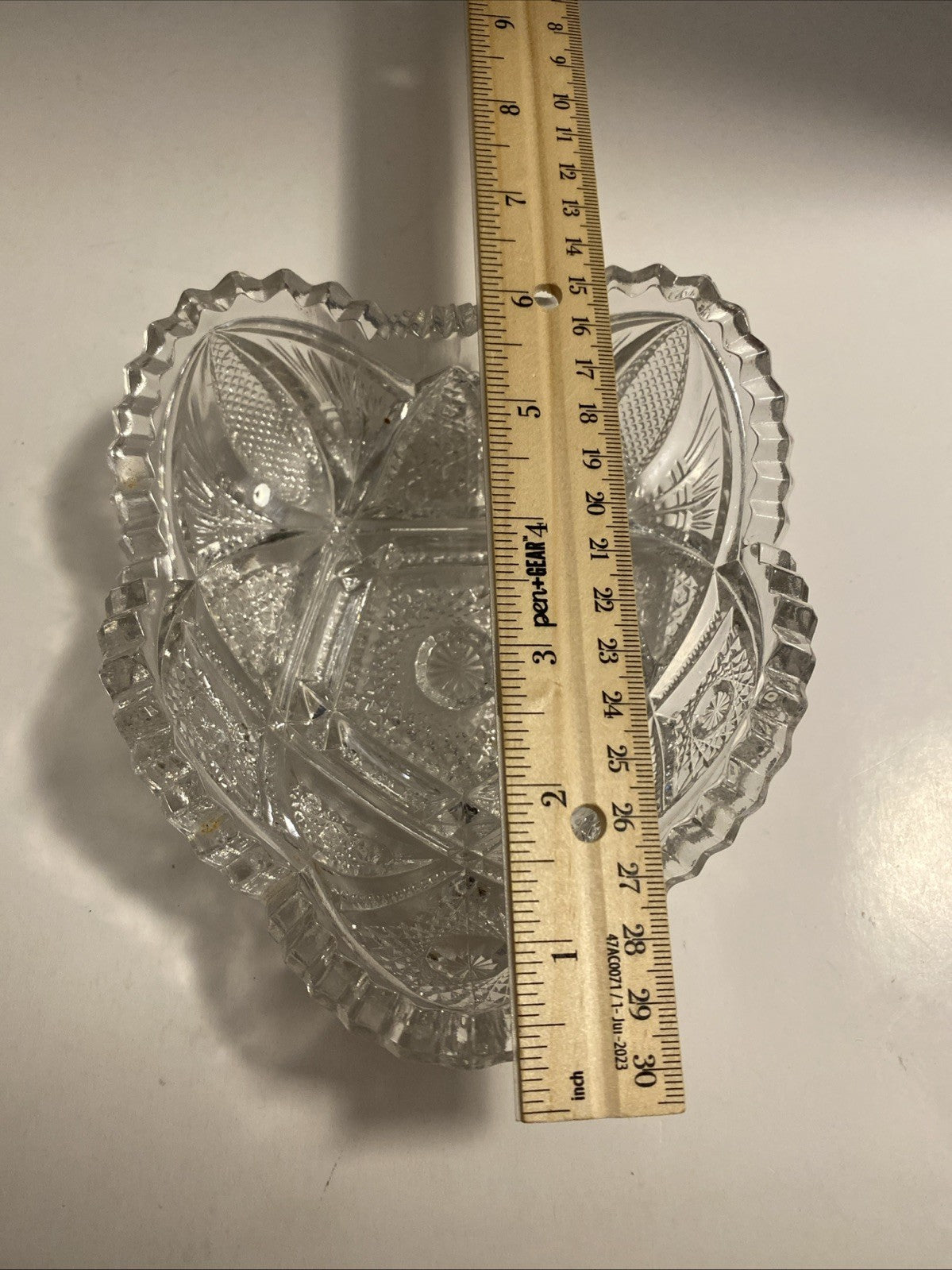  American Brilliant Imperial  Pattern 212 Star Heart Shaped Crystal Candy Dish 