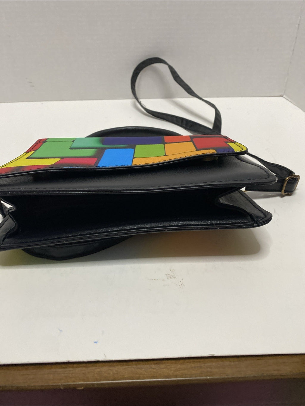 Color Block Fashion Bag W Handle And Strap - Tetrus Puzzle