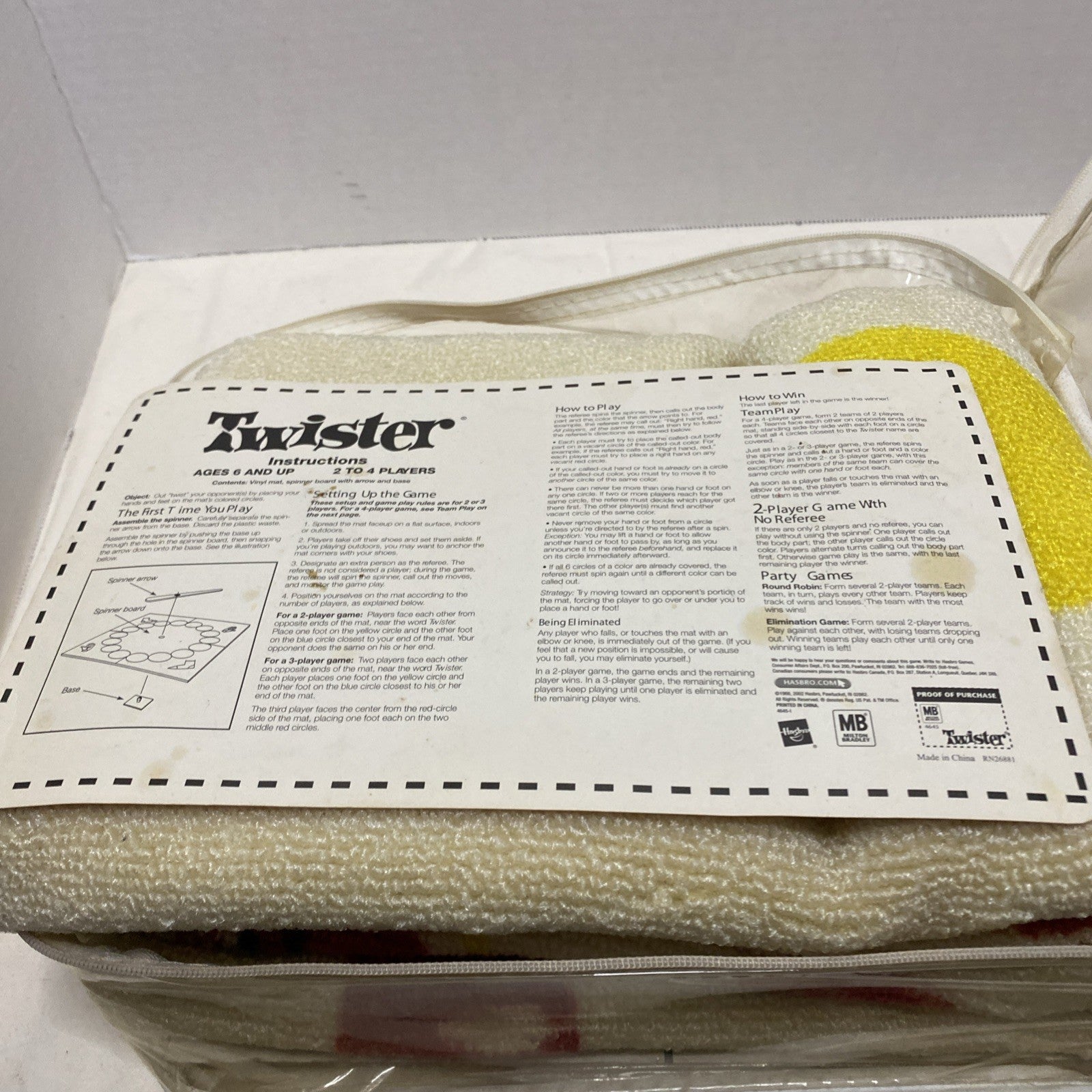 Twister Game Rug Carpet Hasbro Milton Bradley Vintage 2002 Rare Giant