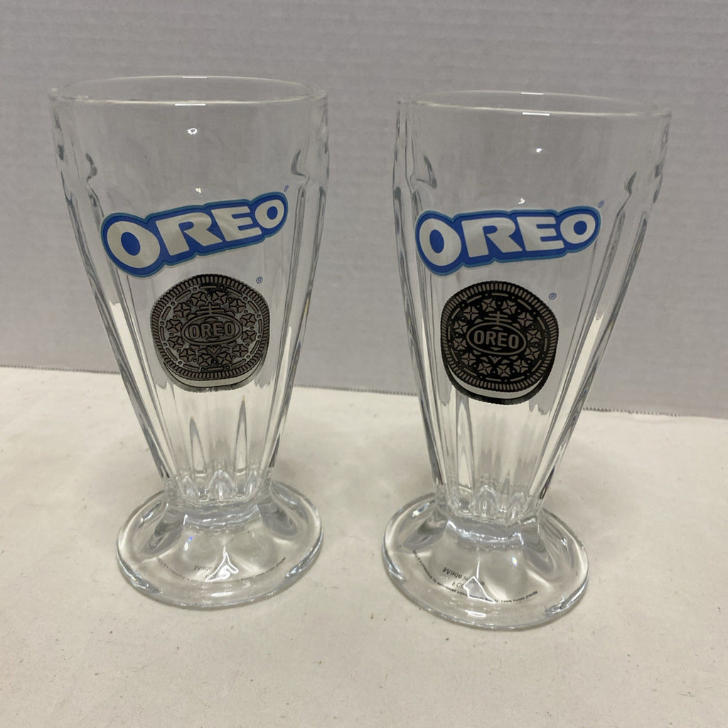 Oreo Cookie Milkshake Fluted Sundae Drinking Glasses Set of 2