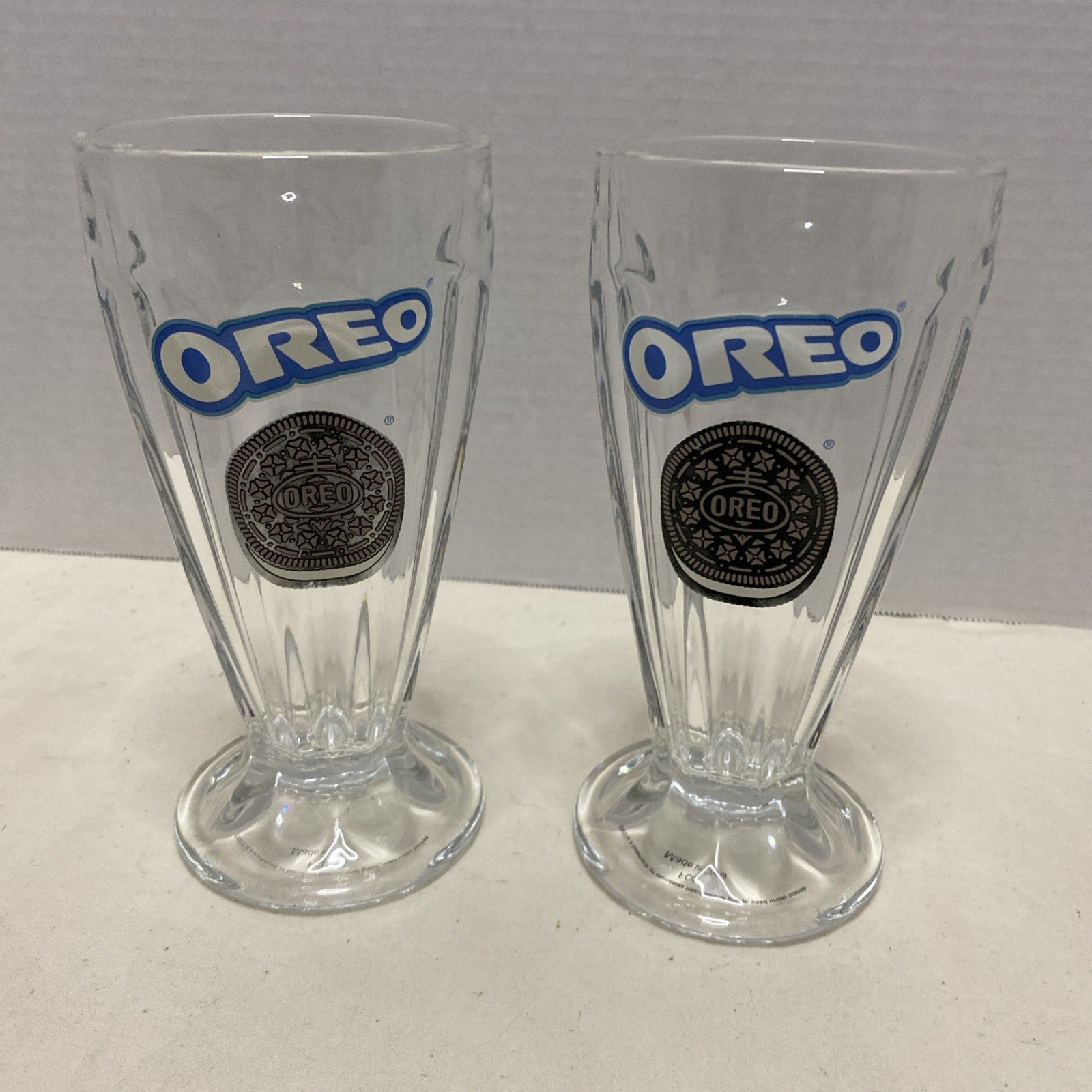 Oreo Cookie Milkshake Fluted Sundae Drinking Glasses Set of 2