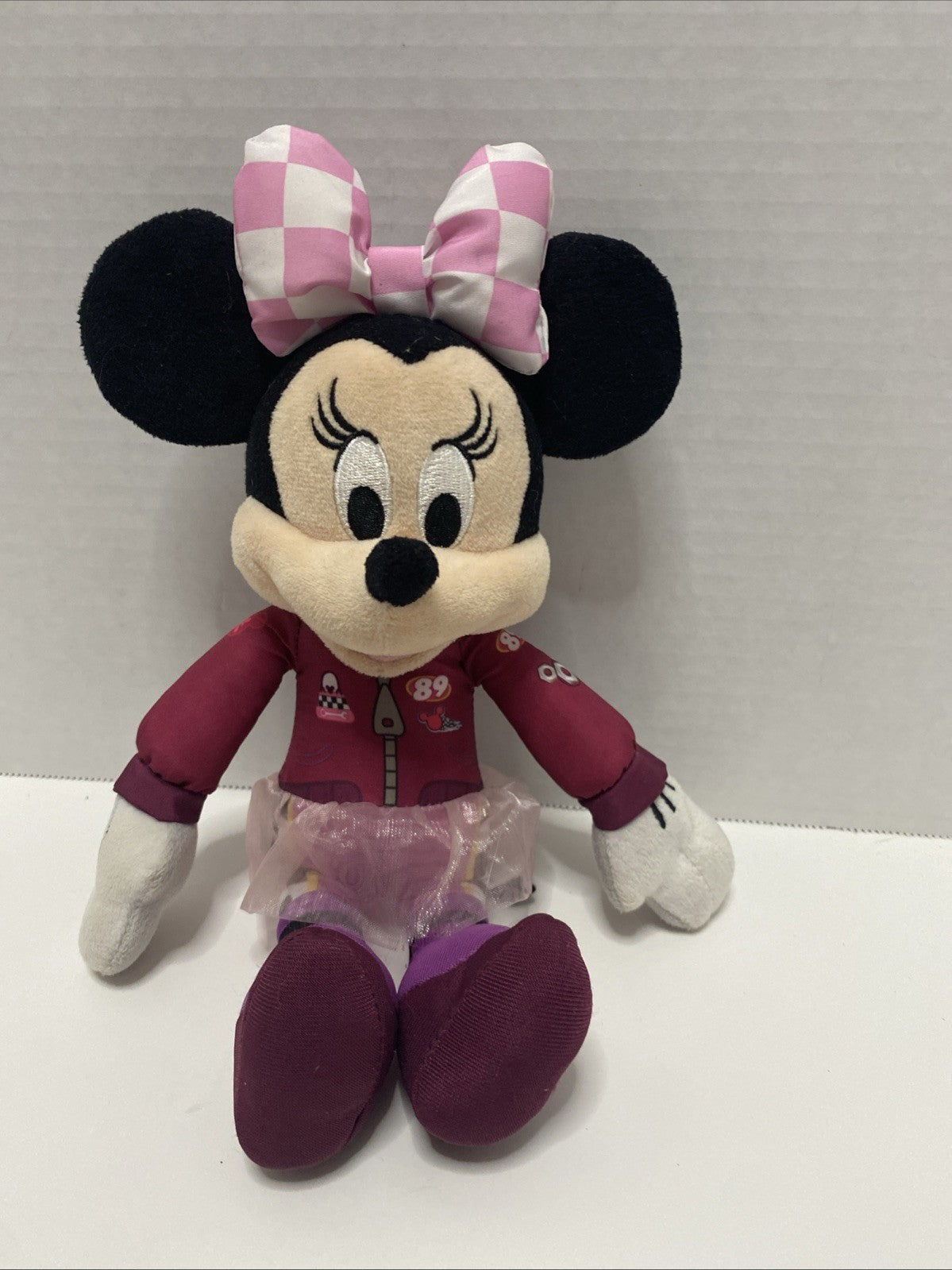Disney~ Just Play * *Minnie Mouse - Race Car Attire w/Tutu * 10" Bean Bag Plush