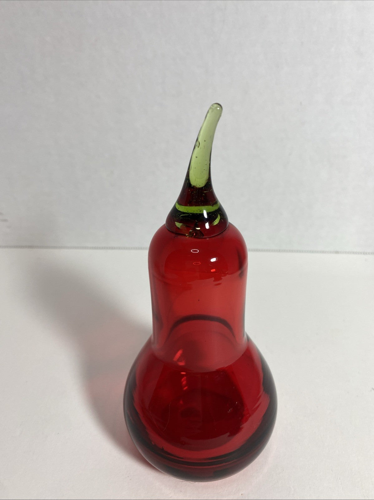 Viking Art Glass Ruby Red Epic Pear Green Stem Hand Blown Figurine Paperweight
