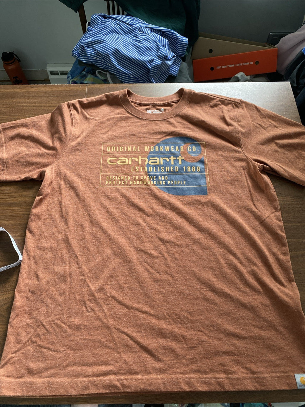 Carhartt Original Navy/ Rust Graphic Relaxed Fit - Large Tshirt Free Shipping