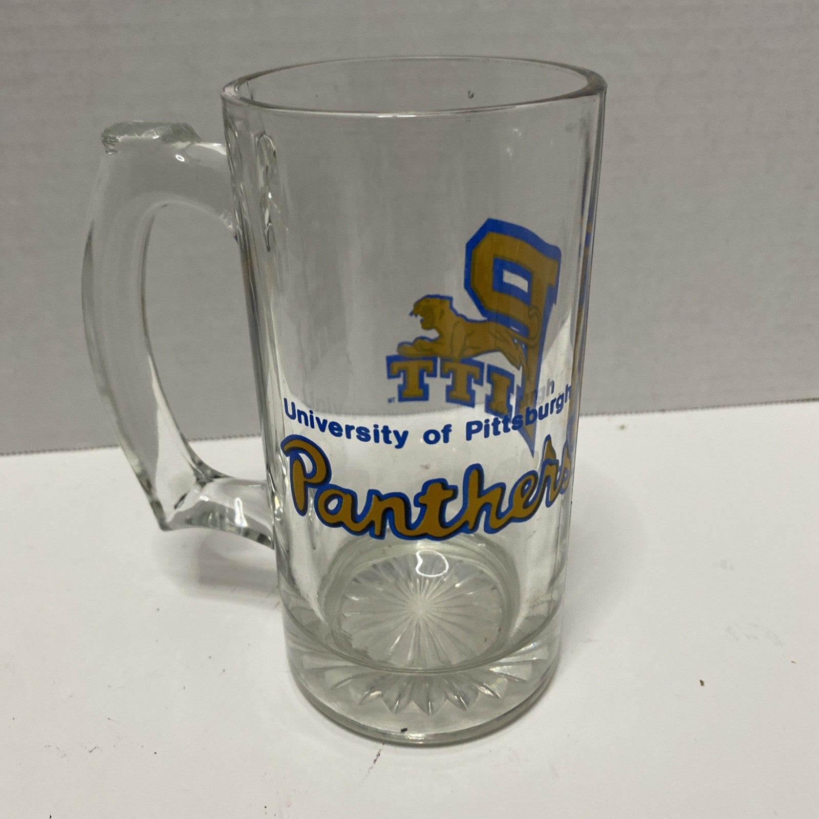 University Of Pittsburgh PITT Panthers Mascot Glass Beer Mug Stein w Handle