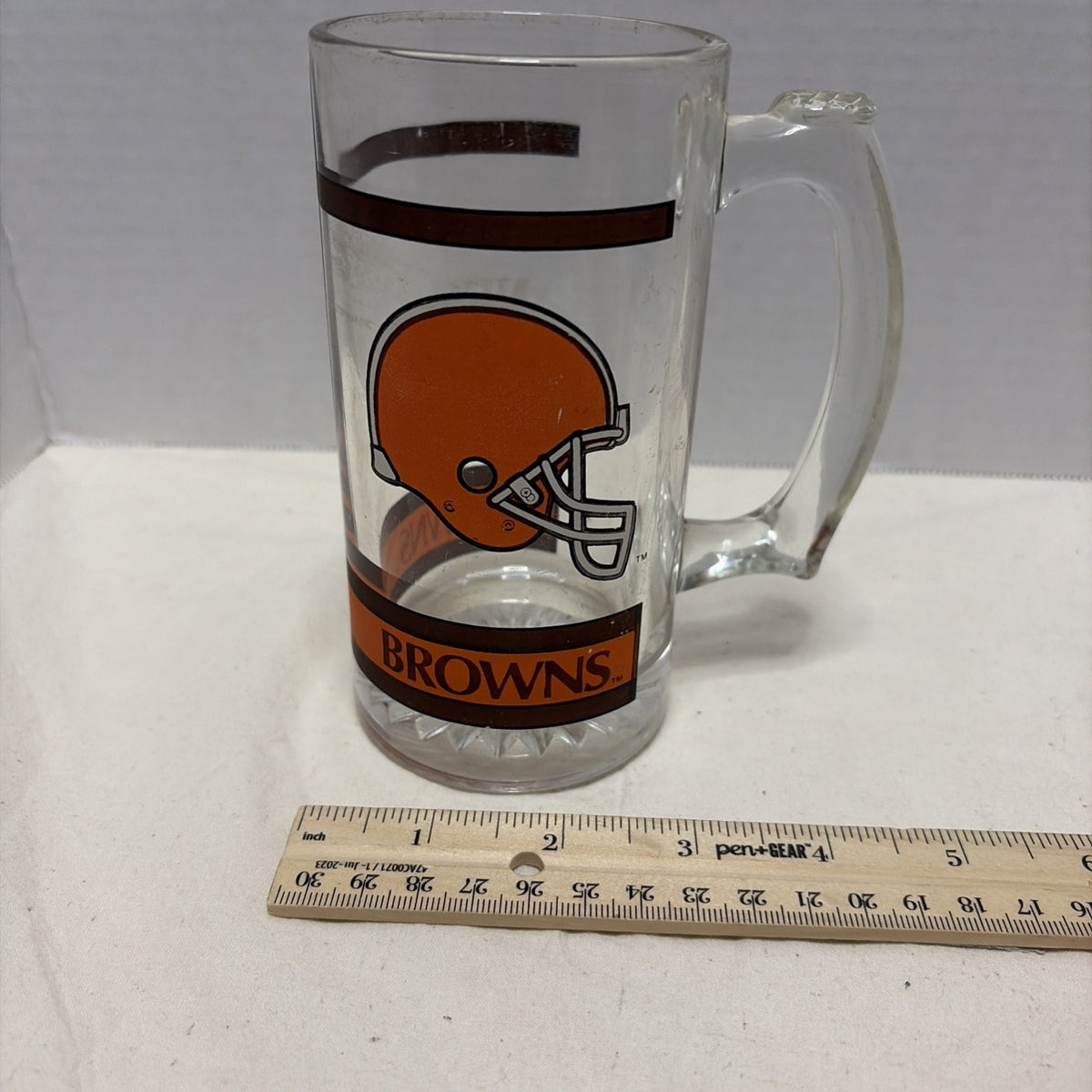 Vintage NFL Cleveland Browns Glass Beer Stein Mug Cup 10 Oz