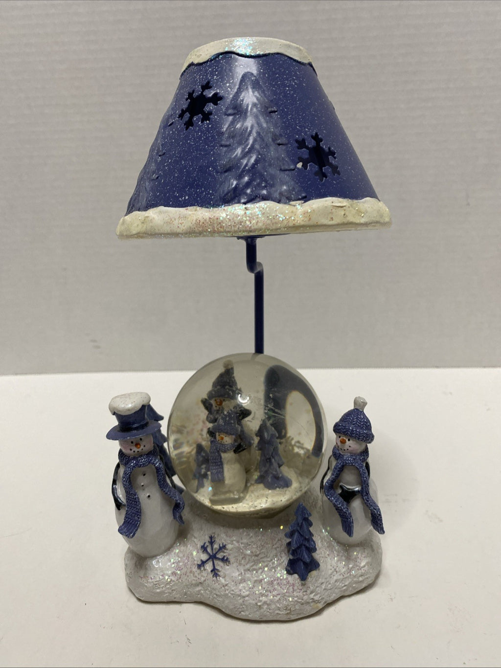 Snowman Snow globe 10” Tea light Candle Lamp