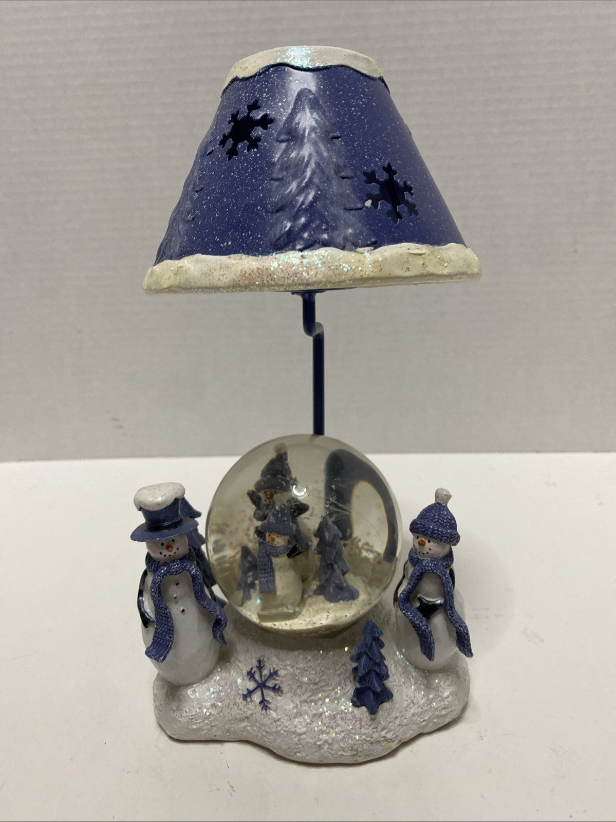 Snowman Snow globe 10” Tea light Candle Lamp