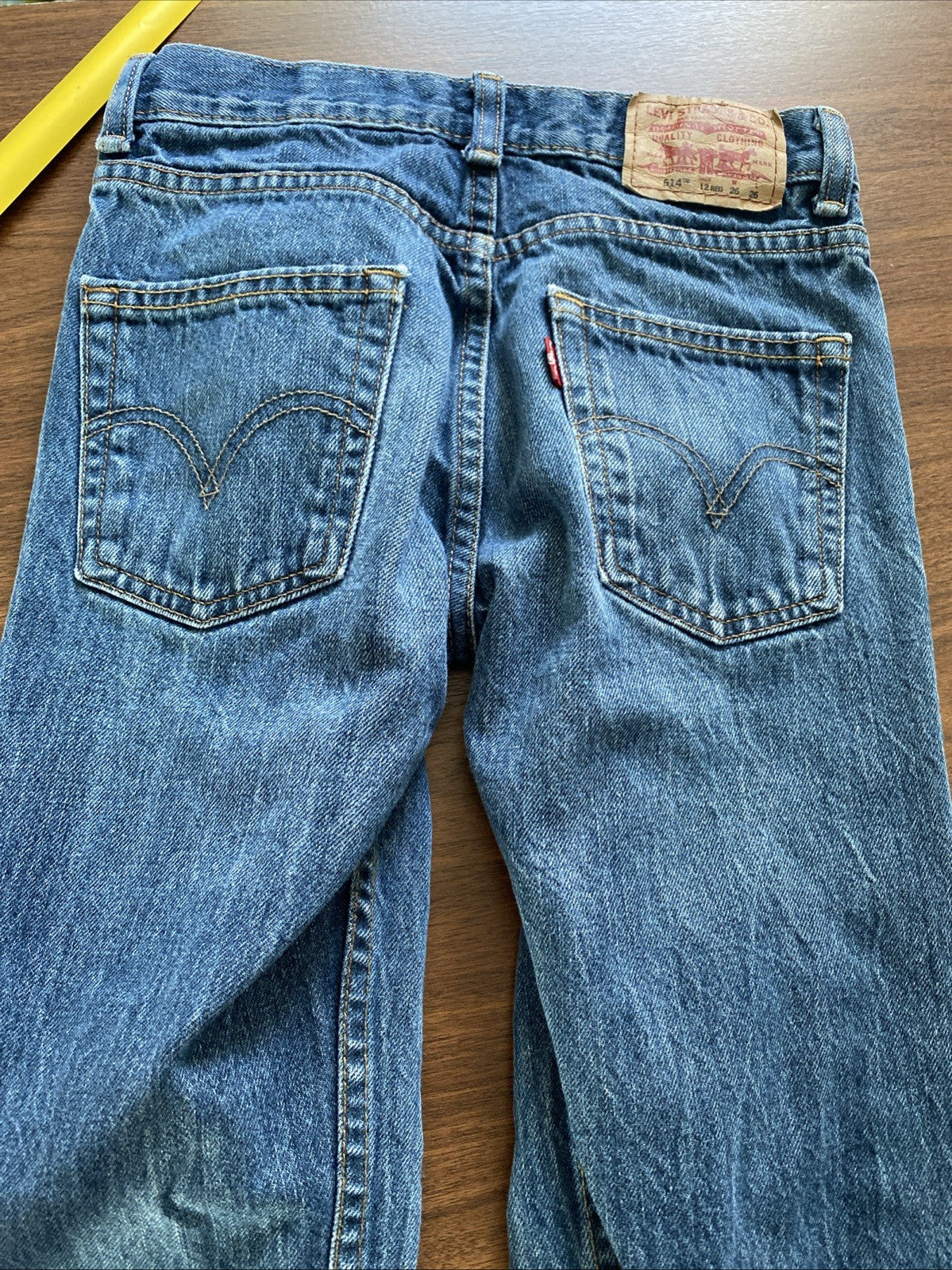 Levis Jeans Womens Size 12R Blue 514 Slim Straight Leg Mid Rise Dark Wash 26x26