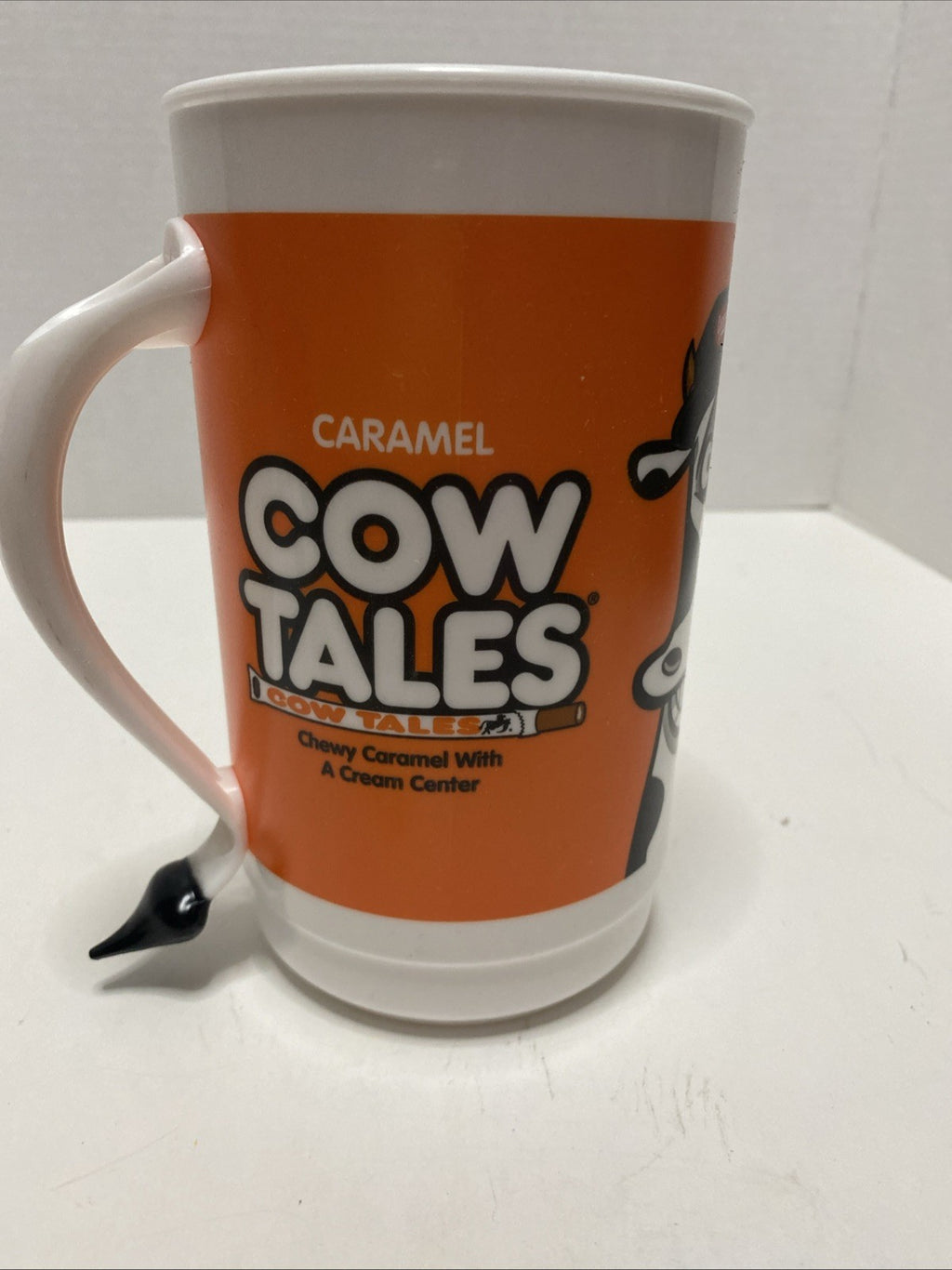 Vintage Cow Tails Candy Orange Plastic Mug