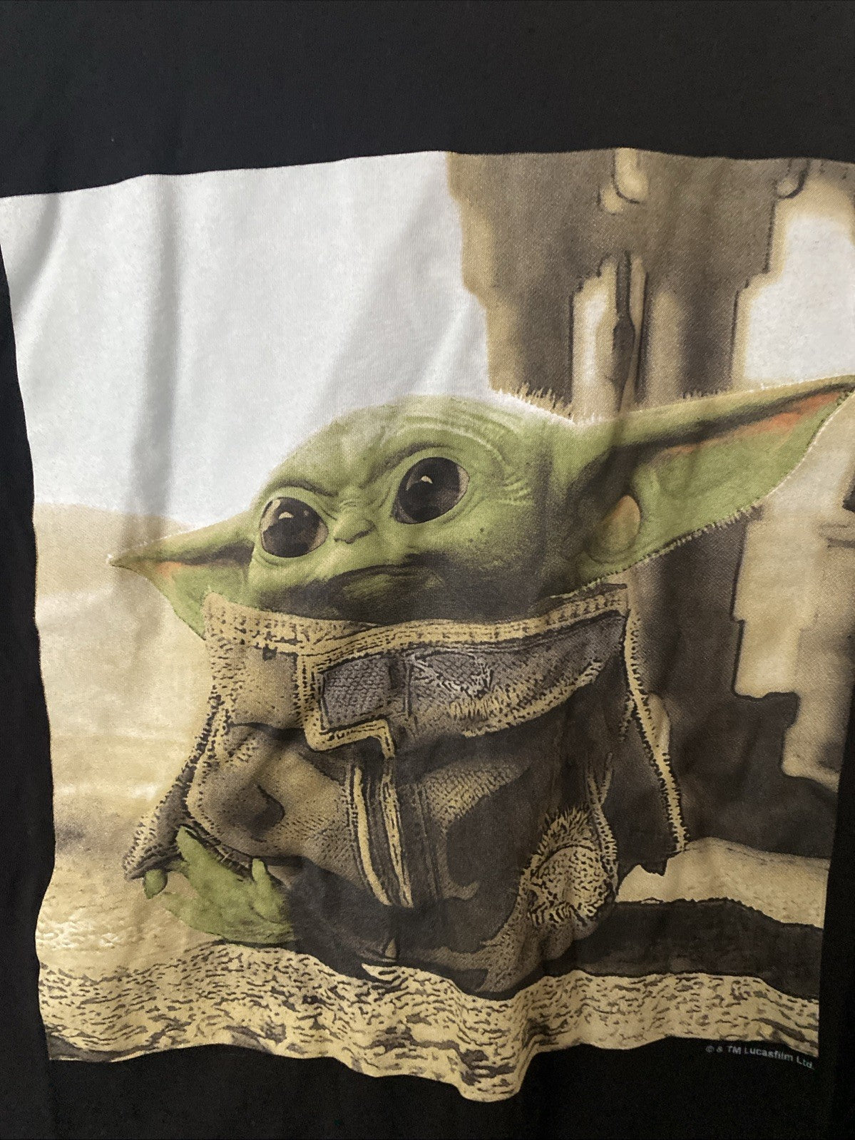 Old Navy Men's Black Star Wars Baby Yoda Graphic Print Short Sleeve T-Shirt L