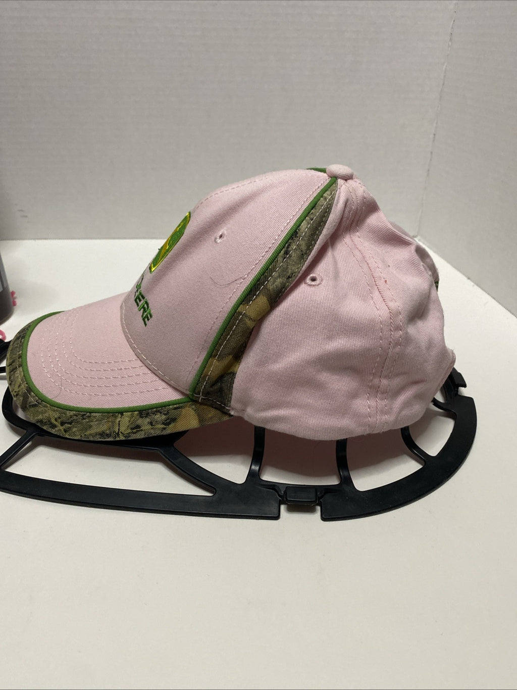John Deere women’s pink ball cap camo trim harvester works