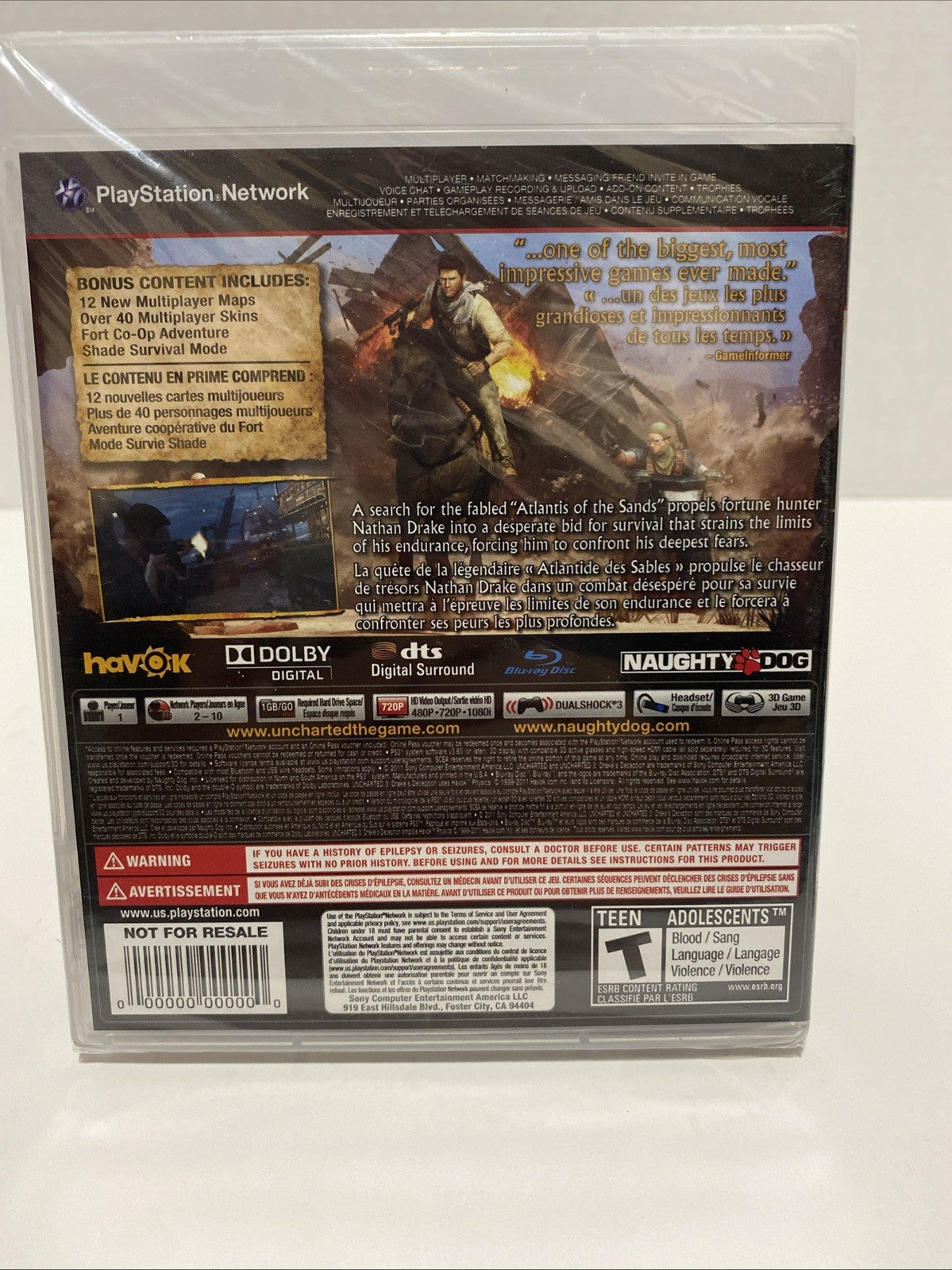 PS3 Uncharted 3: Drake's Deception (Sony PlayStation 3, 2011) Brand New Sealed
