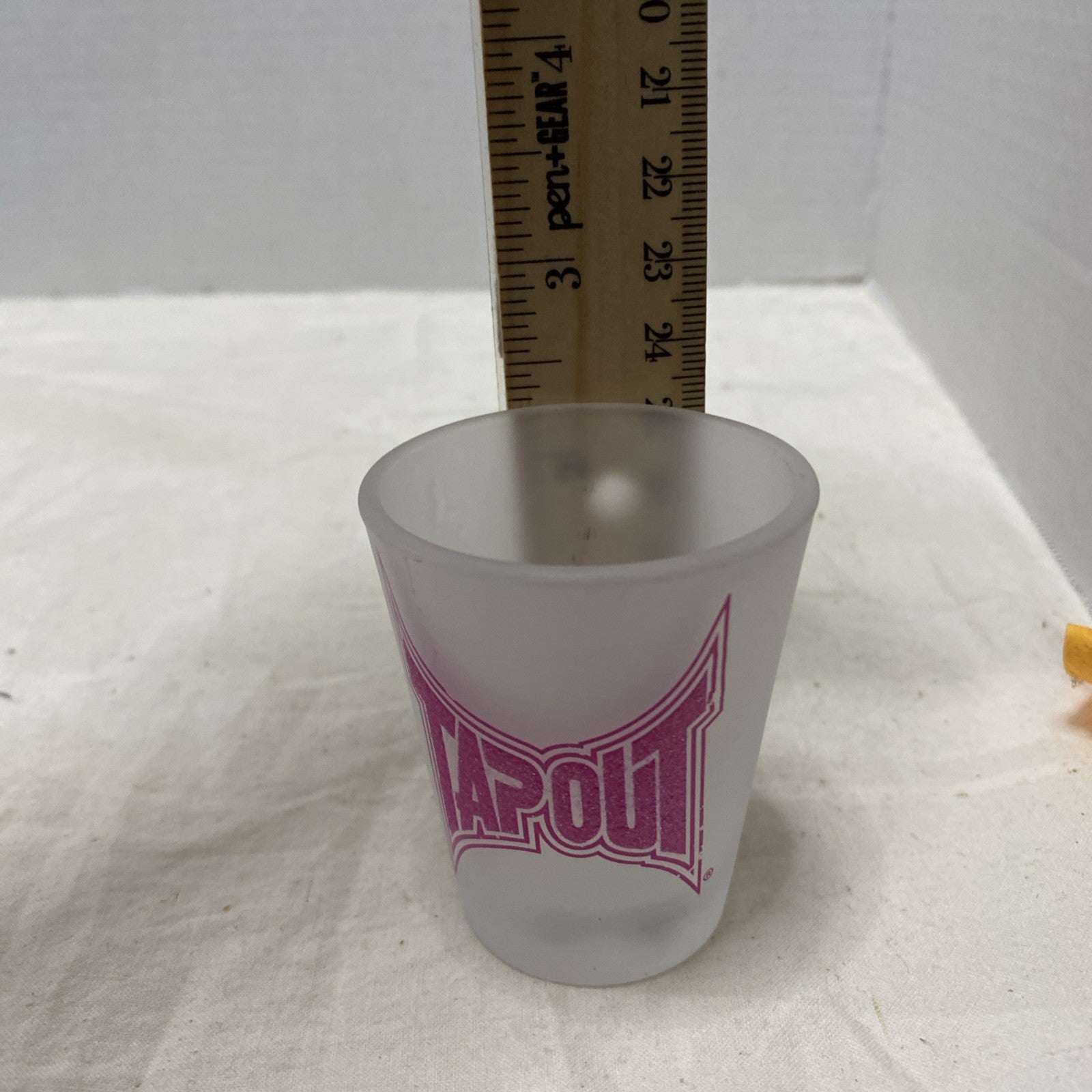 TAPOUT Pink Collectible Shot Glass Clear Frosted UFC Fight Liquor Barware