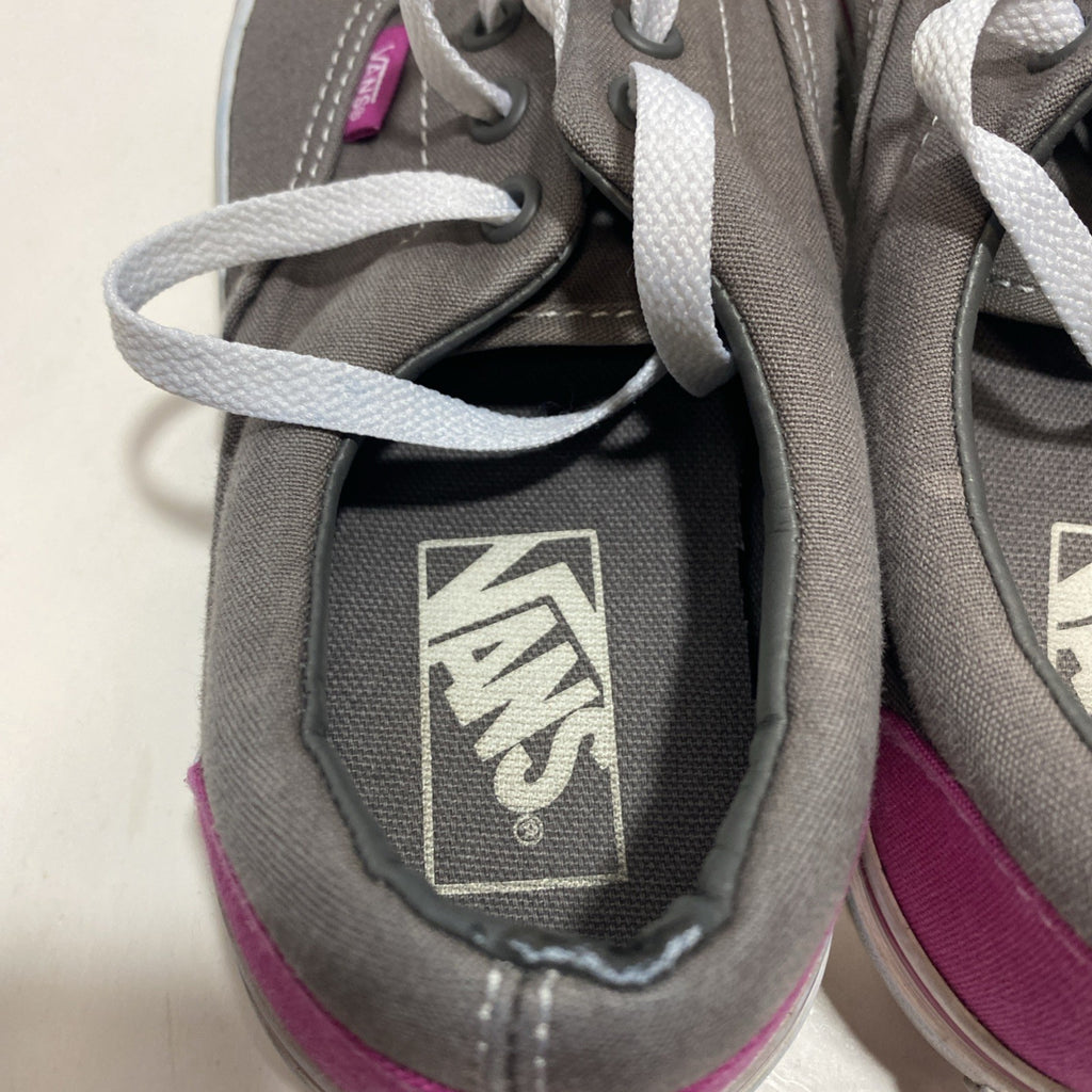 Pink And Grey Low Top Athletic Vans. Men 6 Women 7.5