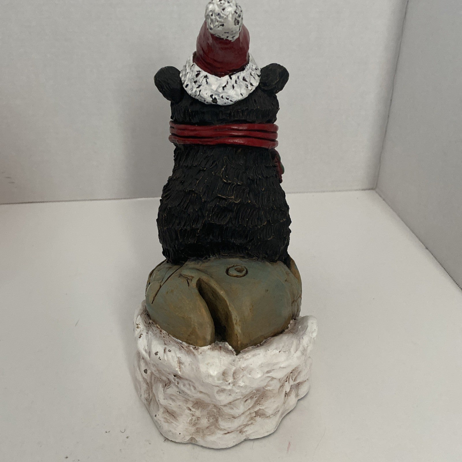 Stone Bunny Inc Bear Sleigh Ridd 9.75" Statue Christmas Fish 2002 Telle M Stein